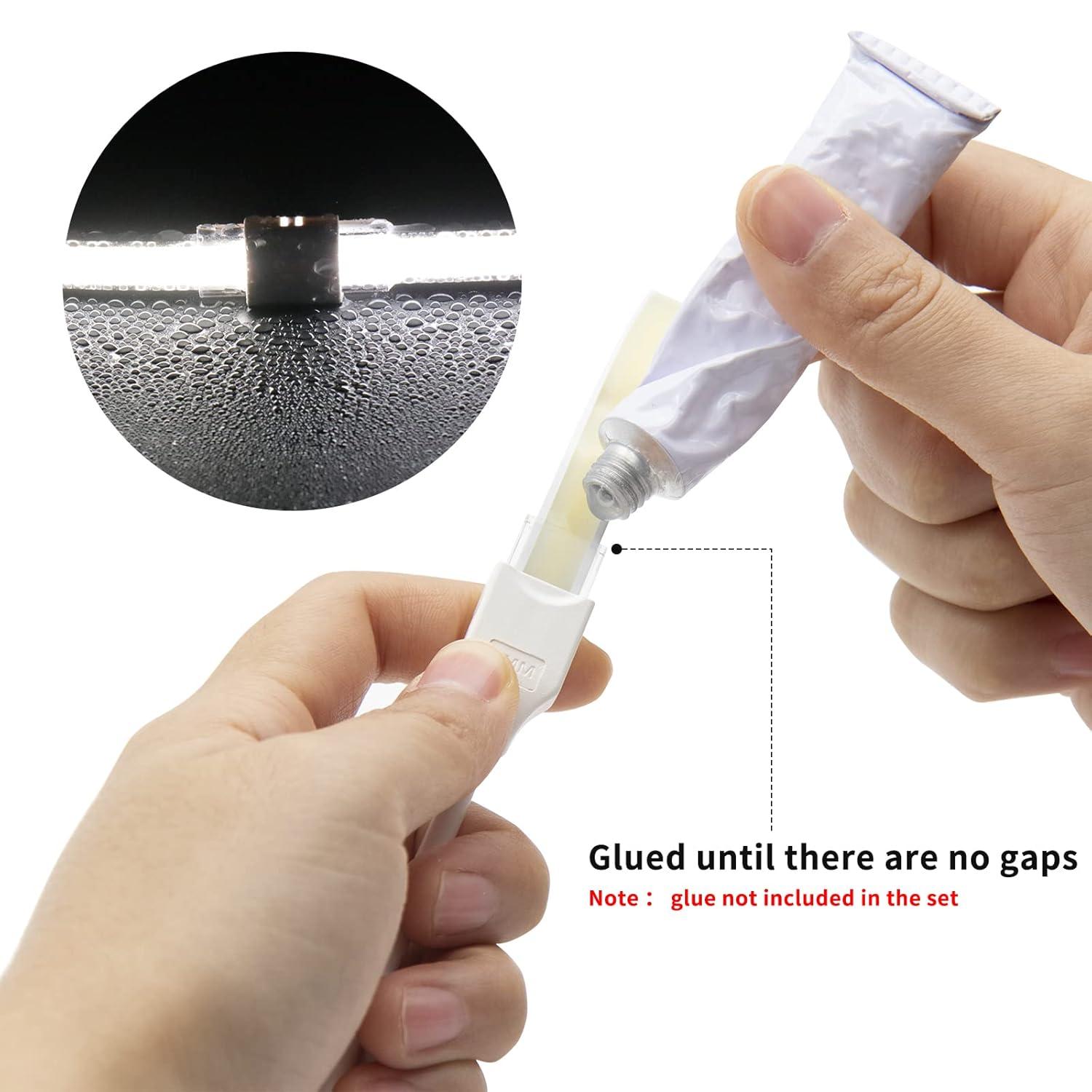 PAUTIX Connectors for IP68 Waterproof COB LED Strip Light,LED Extension Connector Kit,4 Transparent Gapless Combination Connectors,2 Pairs Dual End Jumpers,2 Pairs Strip-to-Wire Connectors