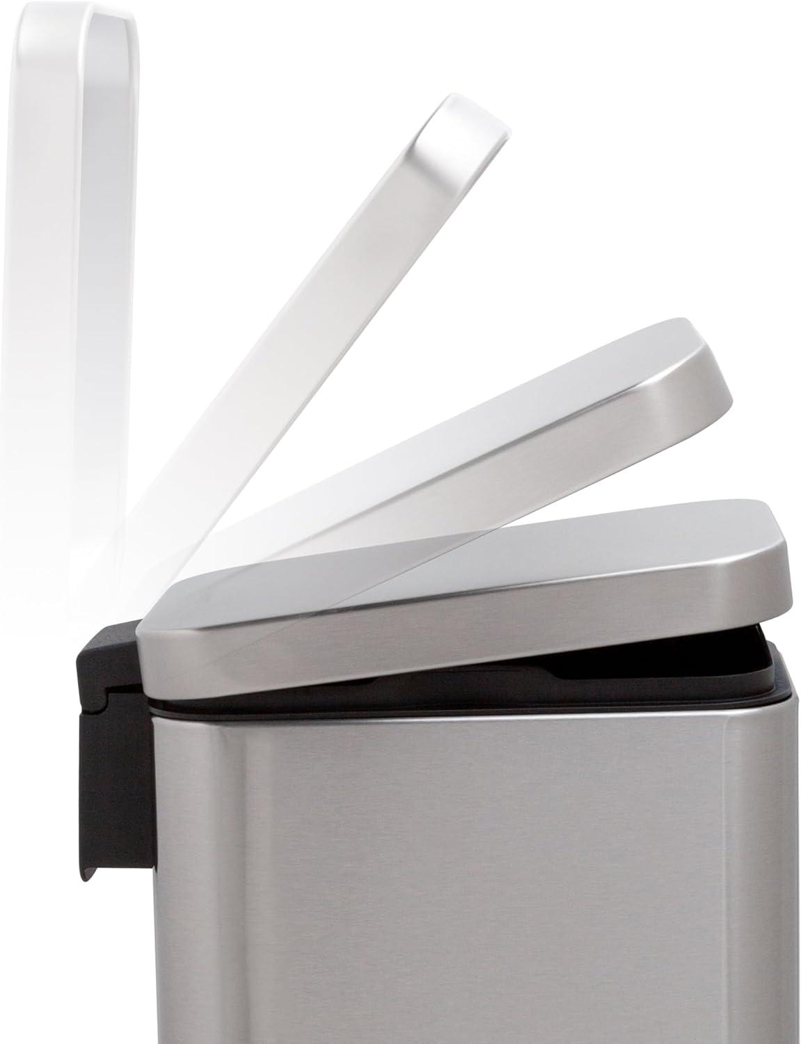 Slim Stainless Steel Step-On Trash Can Set, 1.3 Gallon