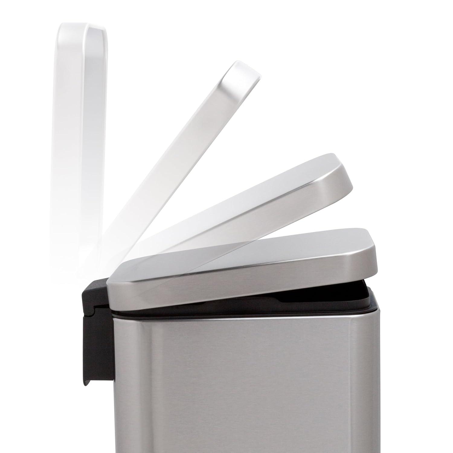 Slim Stainless Steel Step-On Trash Can Set, 1.3 Gallon