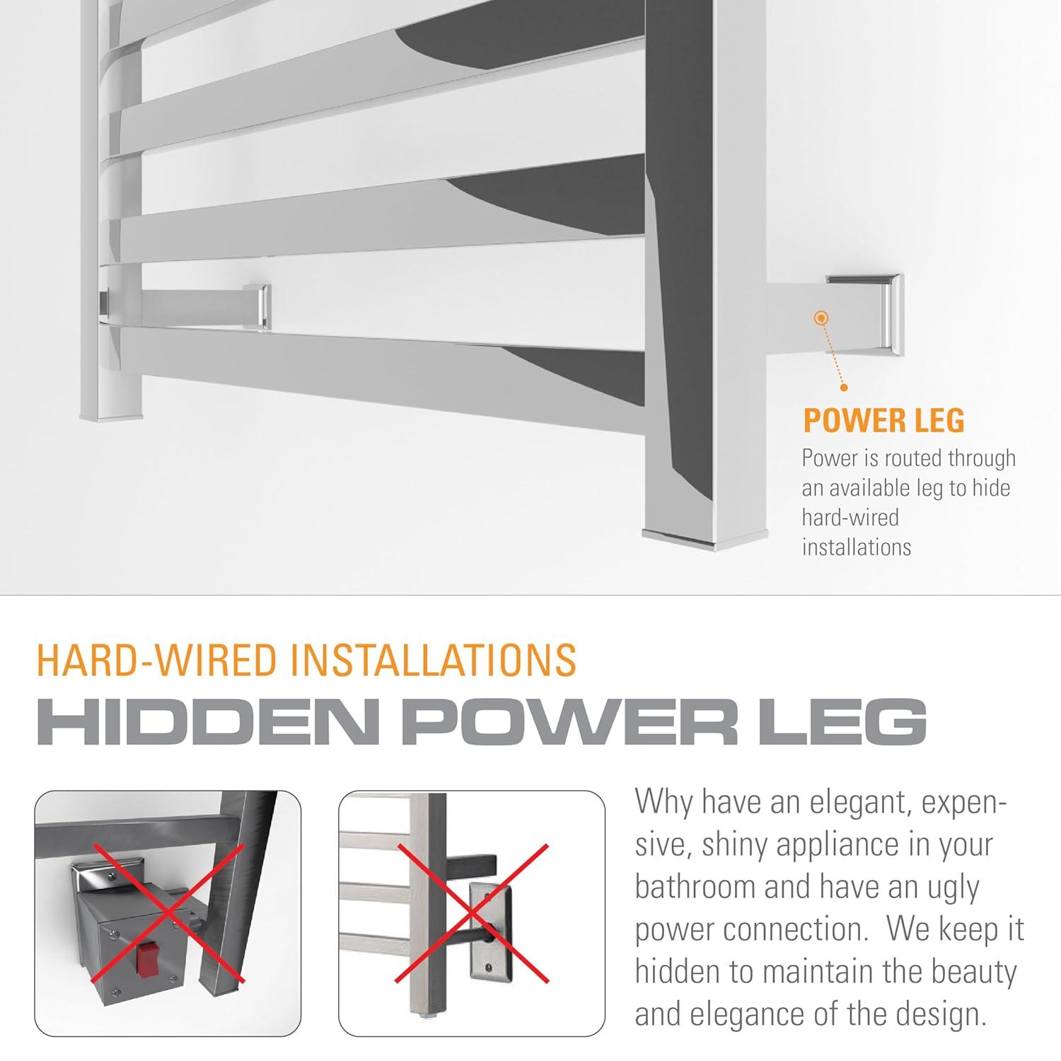 Brandon Basics Wall Mounted Electric Towel Warmer with Built-in Timer and Hardwired and Plug in Options, Stainless Steel - Polished