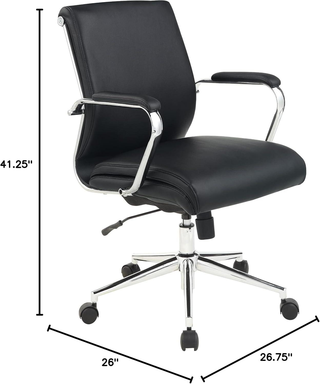 Mid Back Manager's Chair with Dillon Black Fabric and Chrome Base