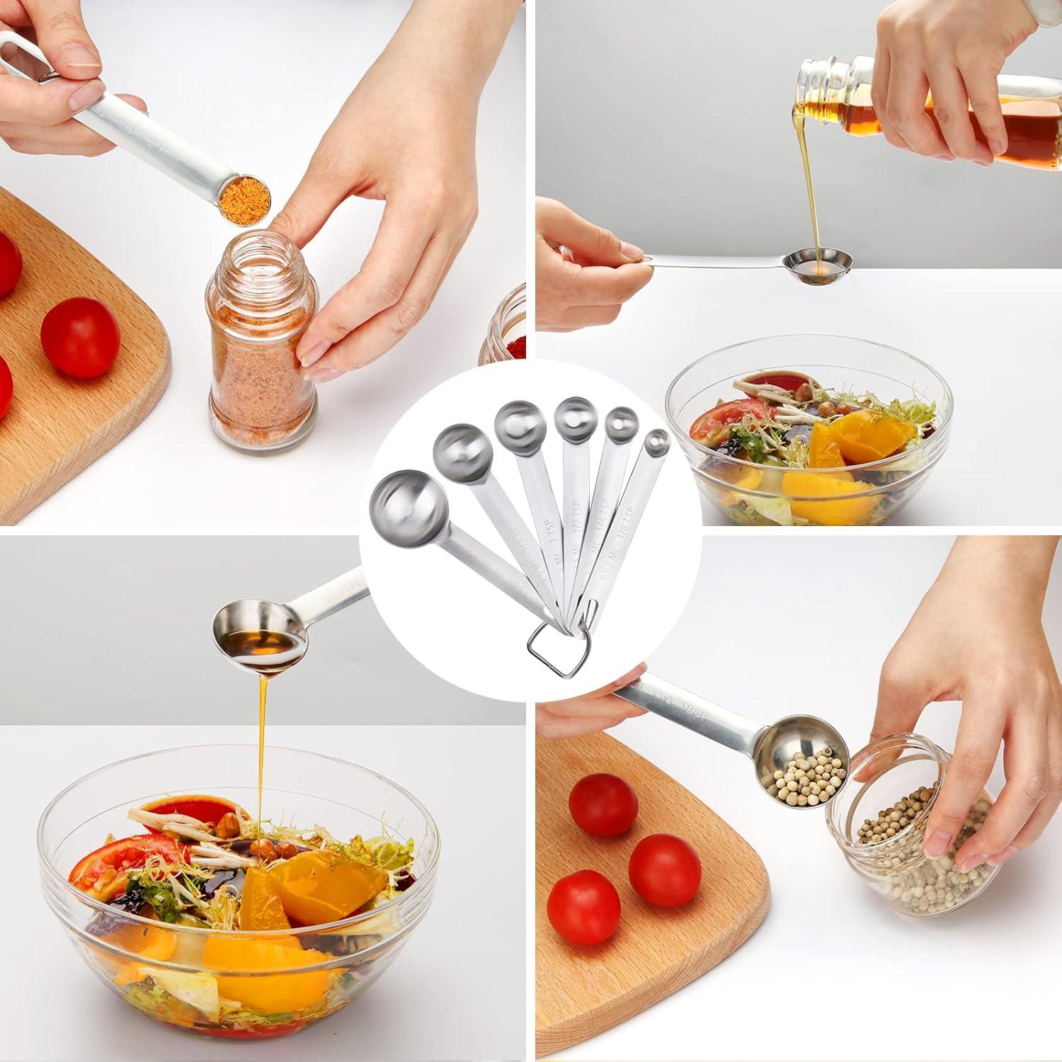 Stainless Steel Measuring Spoons Set with Bonus Leveler