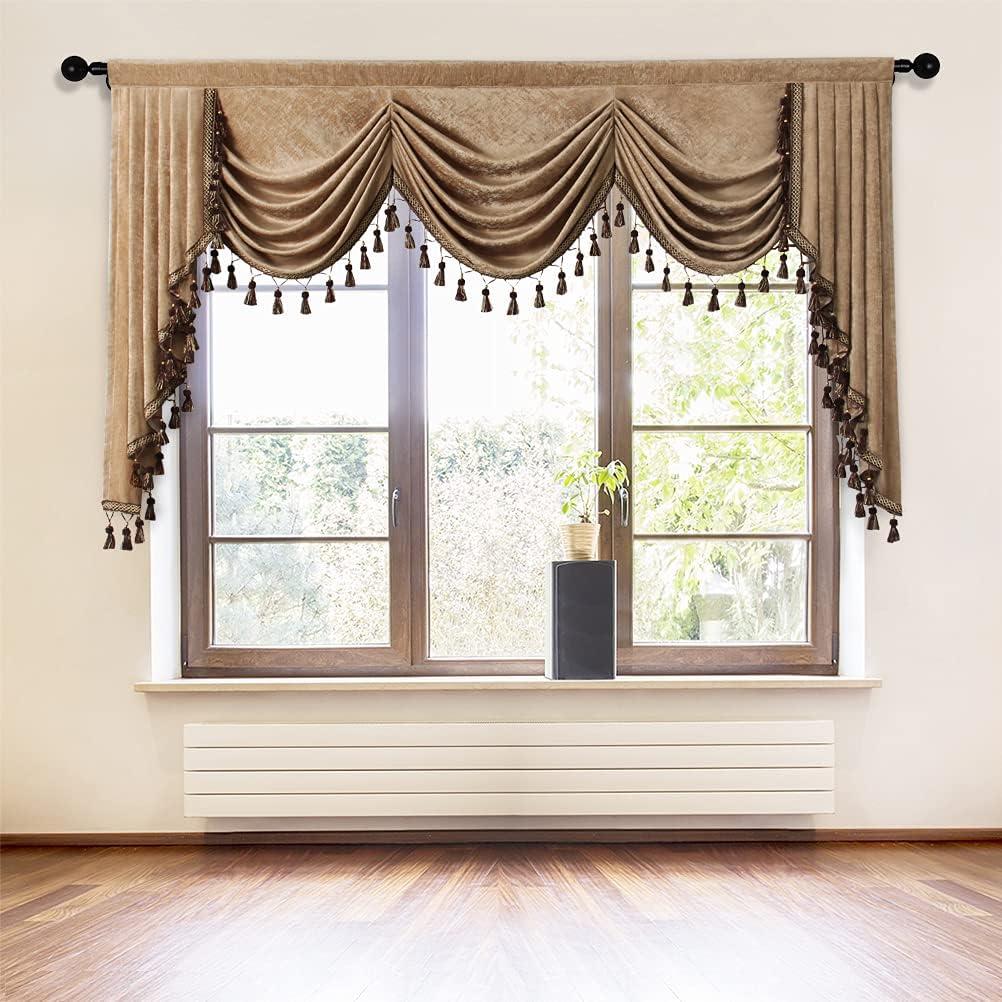 Gold Chenille Waterfall Valance with Rod Pocket