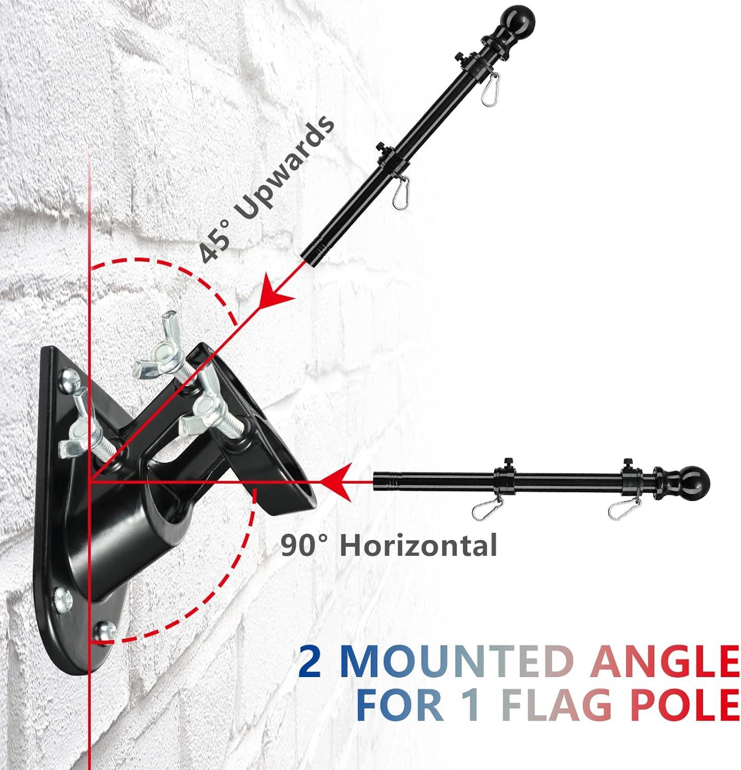 5ft Black Stainless Steel Tangle-Free Flag Pole with Holder Bracket