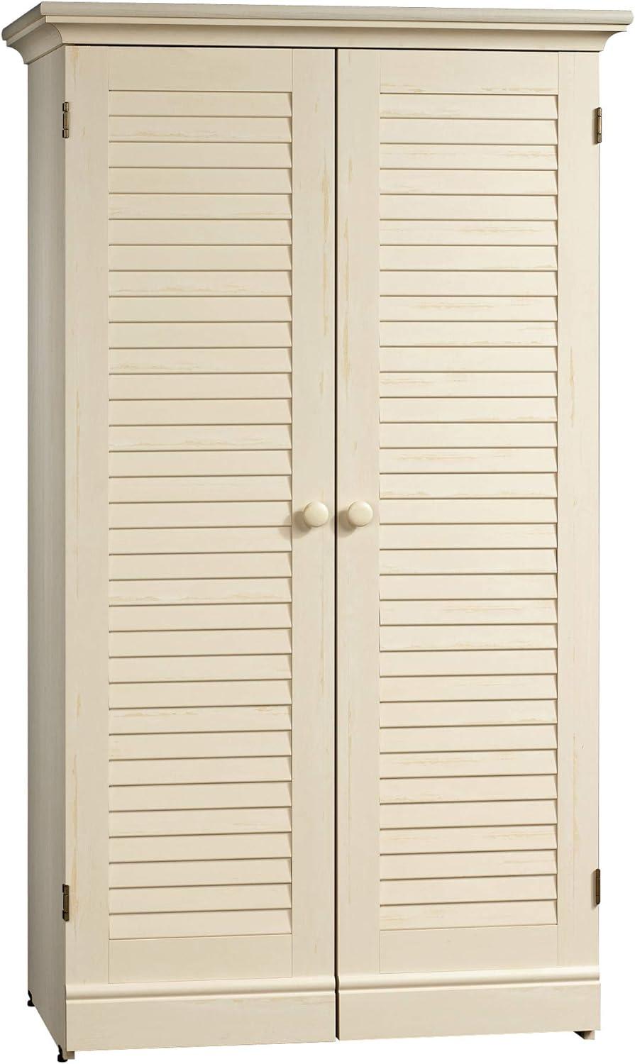 Sauder Harbor View Craft Armoire, Antiqued White