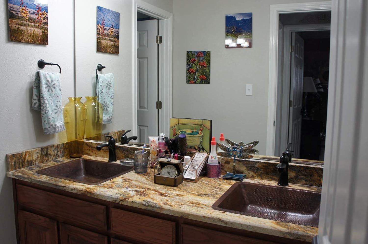 19" Rectangle Under Counter Hammered Copper Bathroom Sink