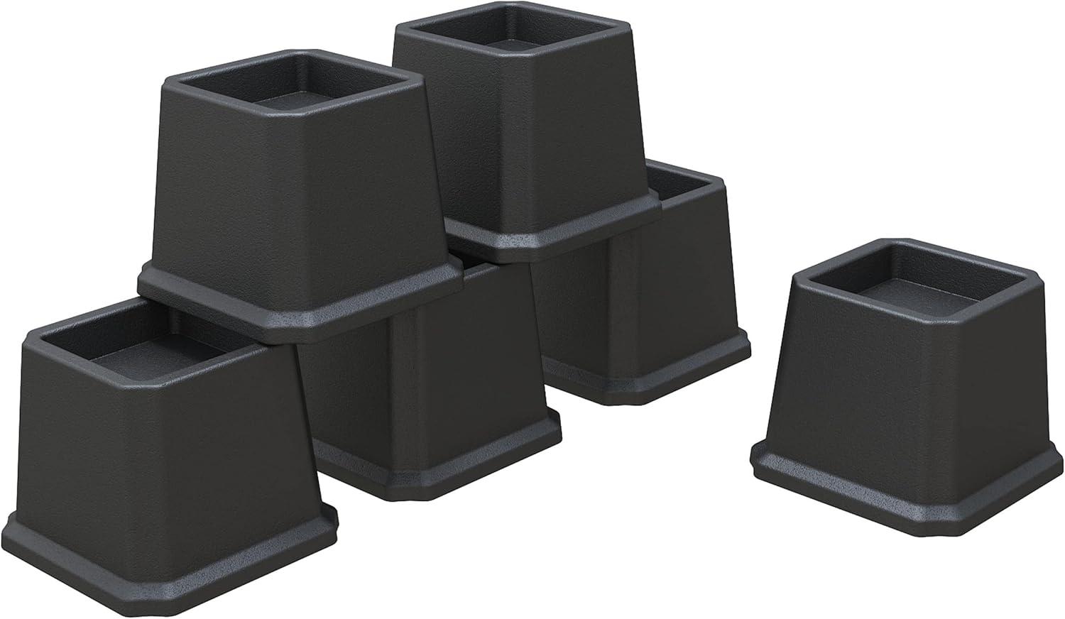 6 Pack Bed Furniture Risers, Stackable Bed Lifts in Heights of 3 inch, Heavy Duty Furniture Risers for Bed, Couch, Desk, Sofa, Chair, Table Legs Extenders