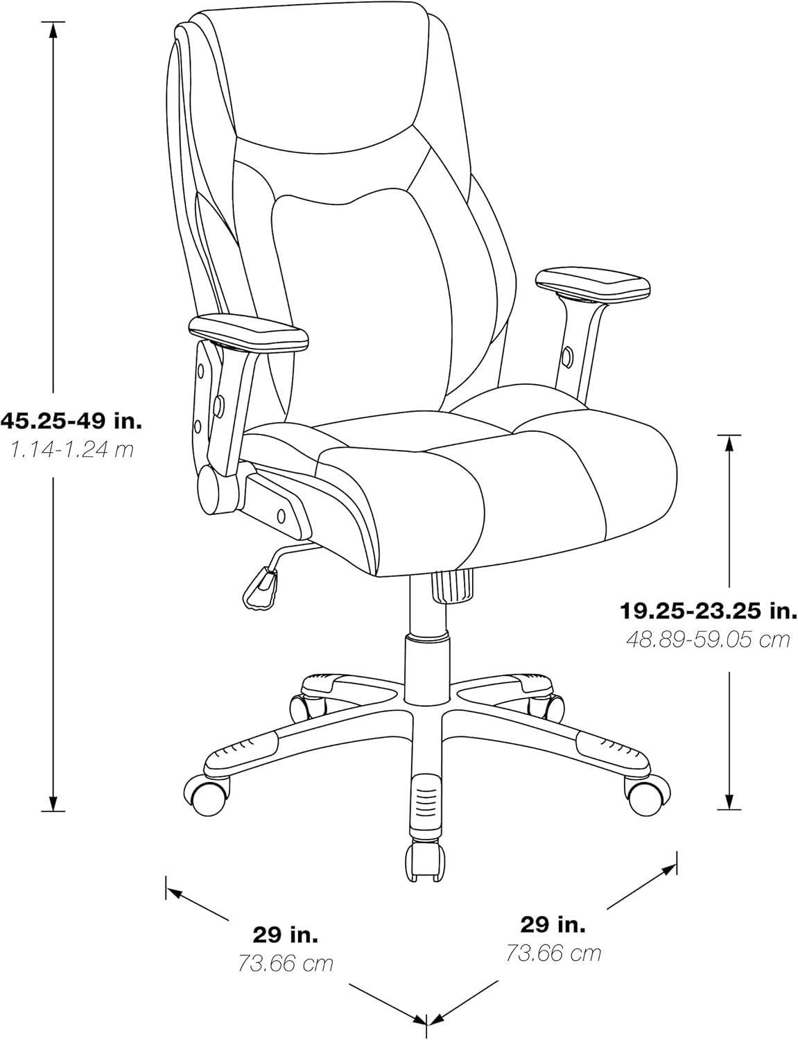 Executive High Back Office Chair in Black Bonded Leather