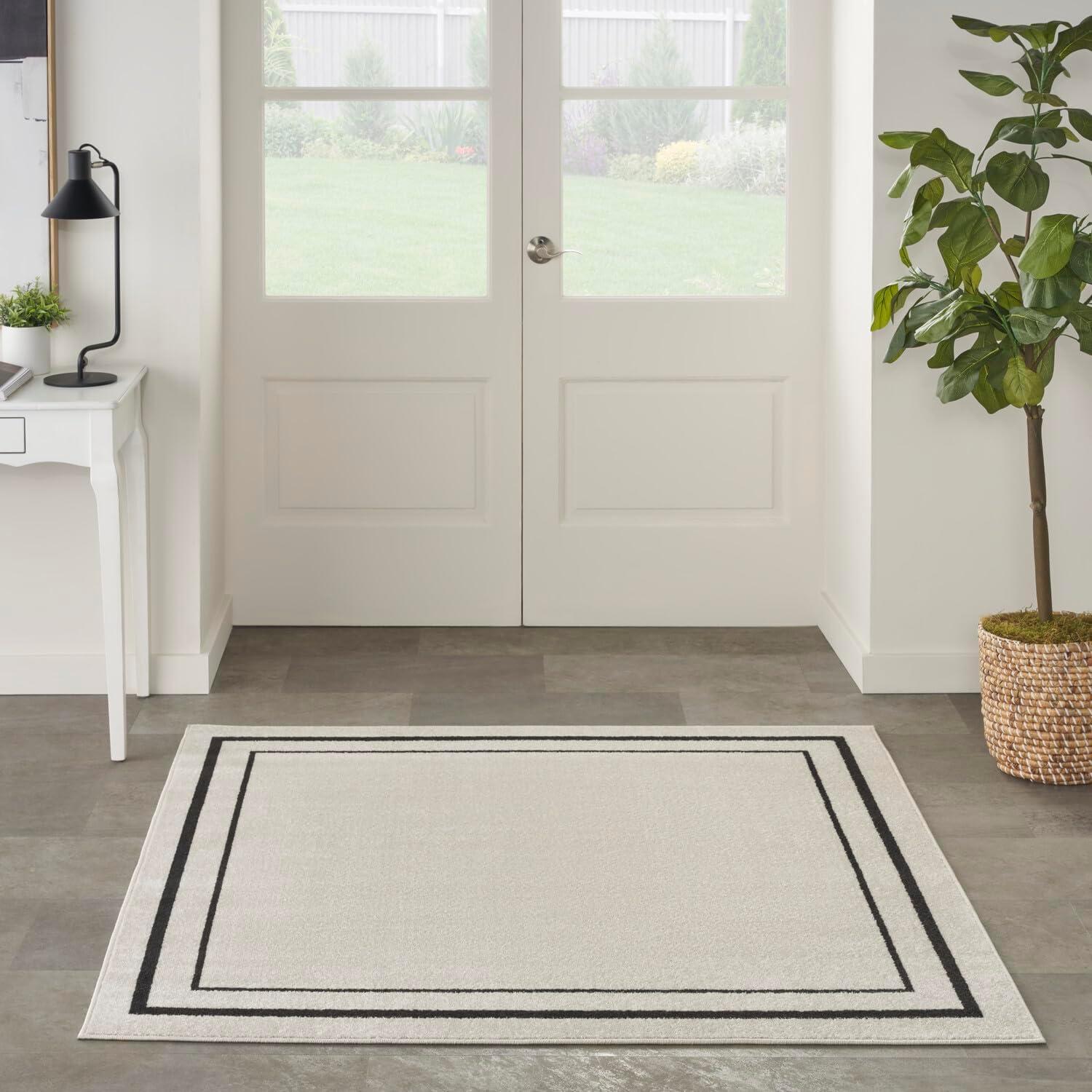 Nourison Essentials Bordered Indoor Outdoor Area Rug