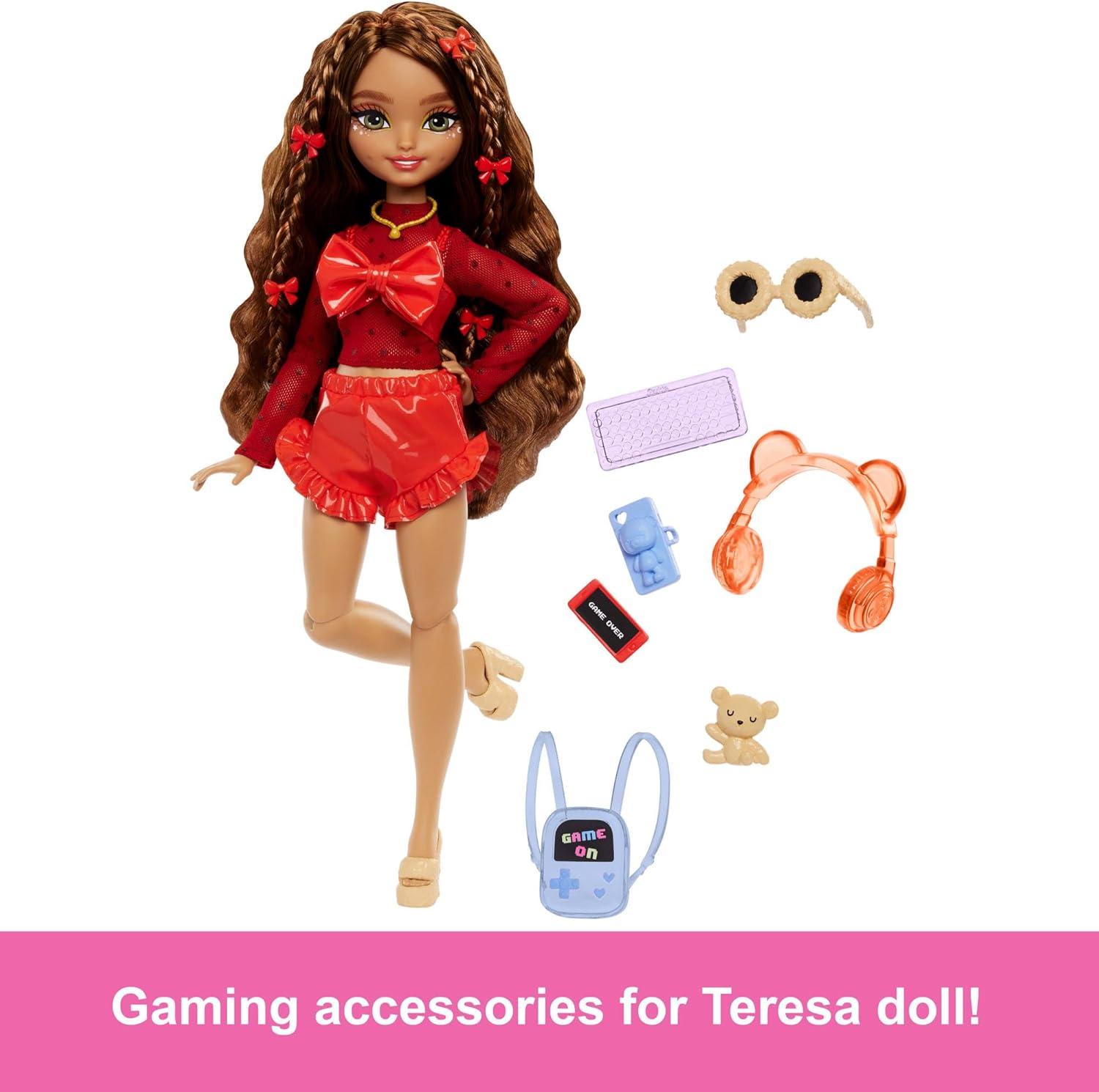 Barbie 11.7" Dream Besties Teresa Fashion Doll Brown Hair/Green Eyes with Video Game Themed Accessories