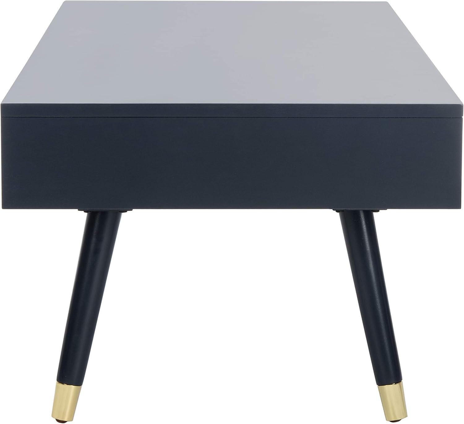 SAFAVIEH Levinson 2-Drawer Rustic Gold Cap Coffee Table, Navy