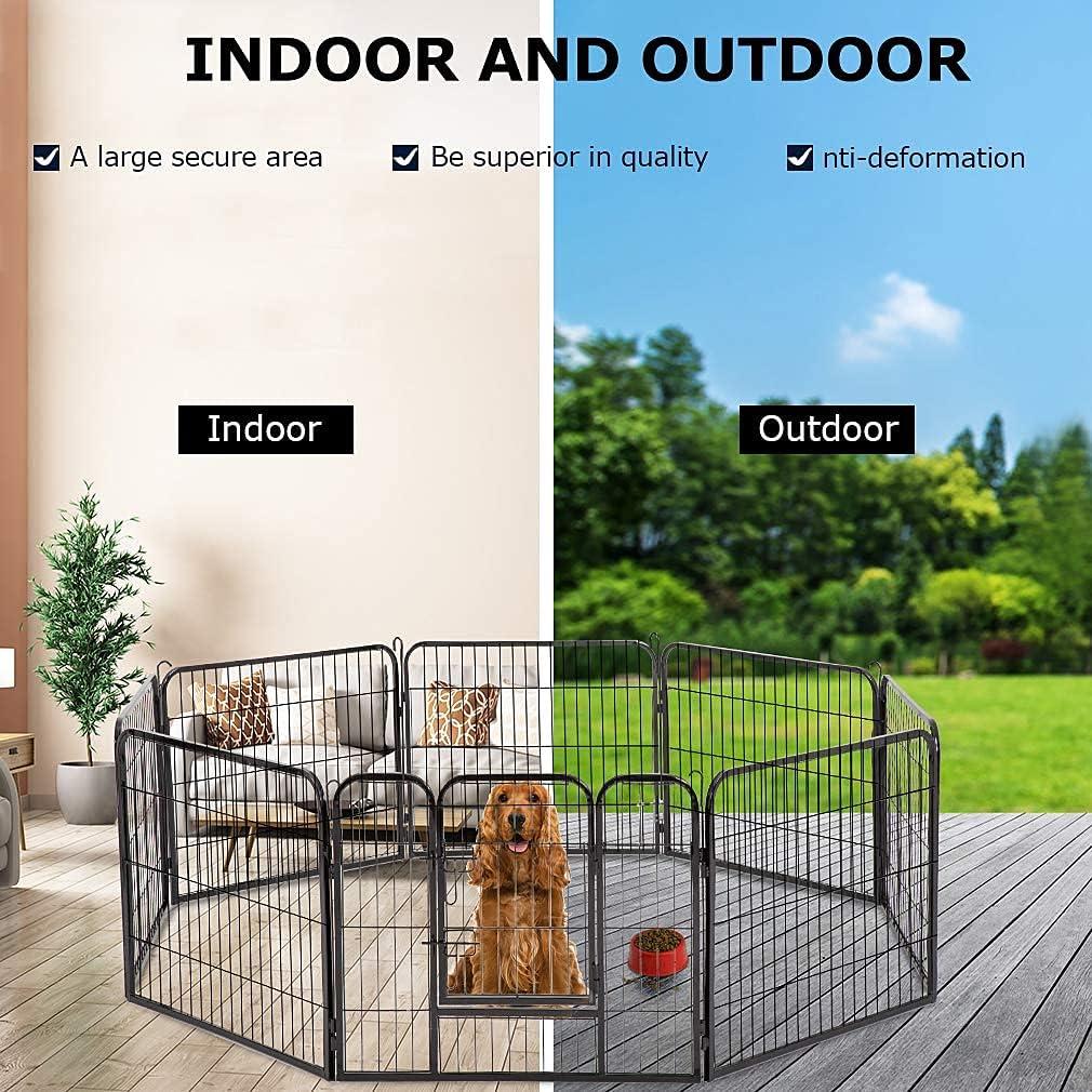 FDW Dog Playpen Pet Dog Fence 2-32 Panels  24/32/40"H Metal Dog Pen Outdoor Exercise Pen with Doors for Large/Medium /Small Dogs for RV,Camping,Yard