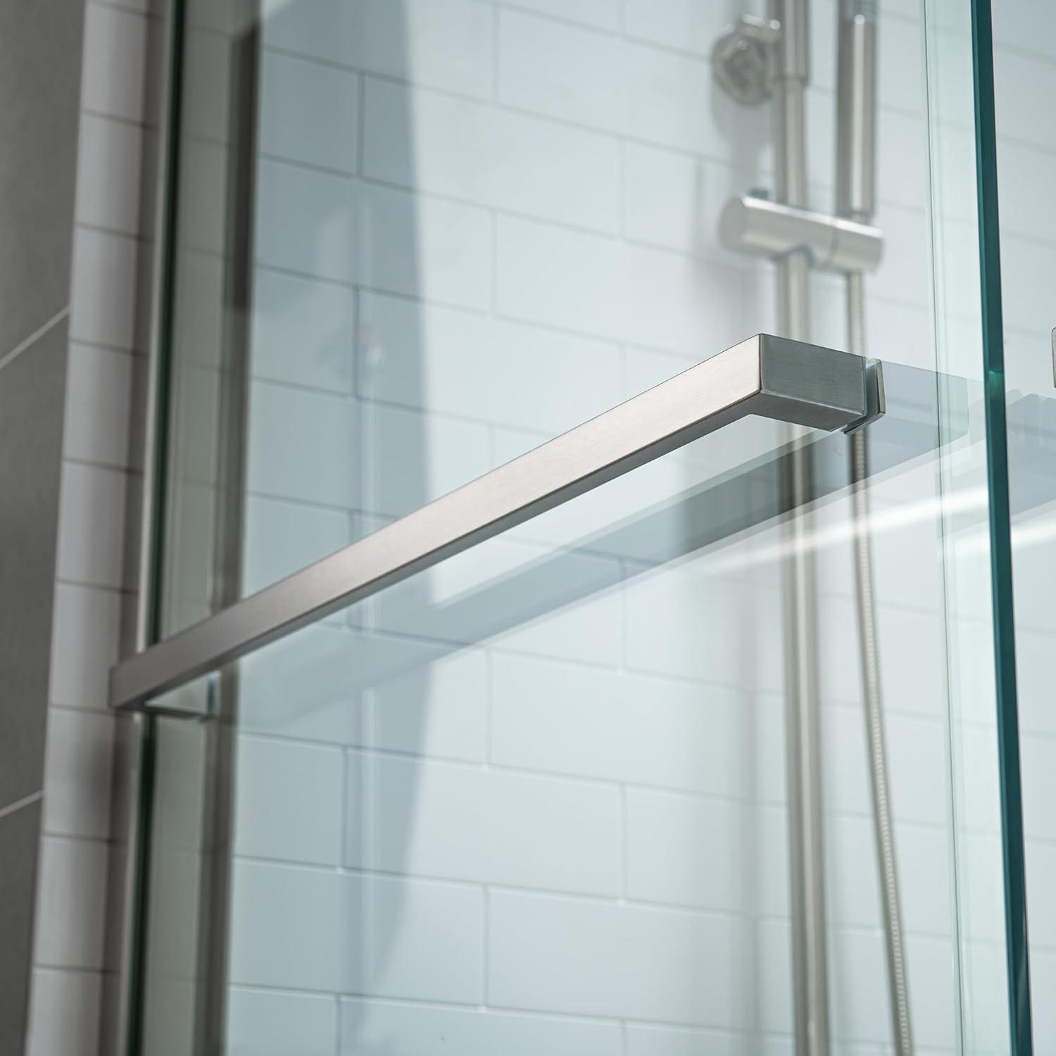 WoodBridge 56-60x76" Double Sliding Shower Door with 3/8" Thickened Upgrade Tempered Glass | Stainless Steel Hardware | Safe, Explosion-Resistant, Clear & Stylish, Sturdy & Durable  SDD6076-B
