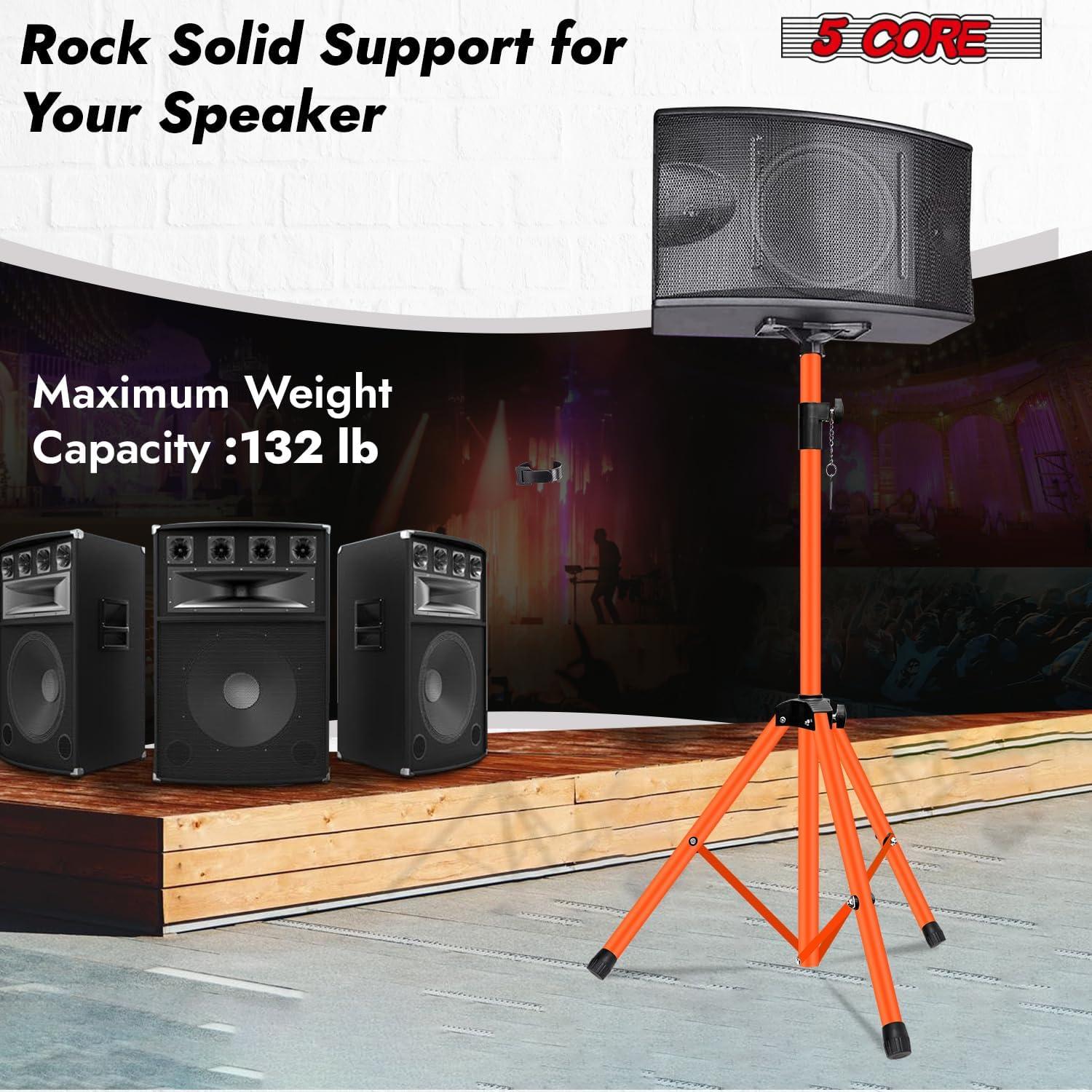 Inbox Zero 5 Core Speaker Stand Tripod Heavy Duty Adjustable Up to 72 Inch DJ Studio Monitor Stands Pole Mount