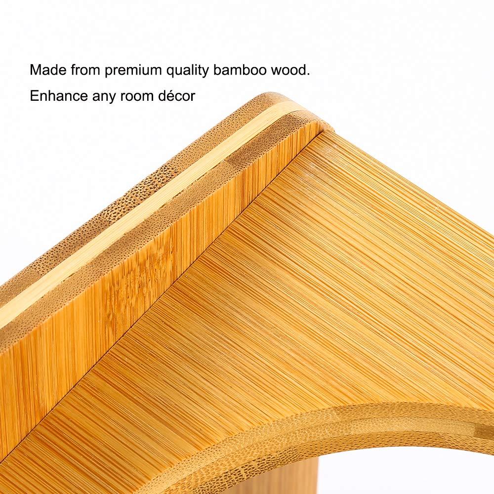 YY FOREYY Juego de 2 Tazones Elevados para Perros y Gatos, Tazones de Agua y Comida para Perros con Inclinación de Bambú, Comedero con 3 Tazones de Acero Inoxidable y Patas Antideslizantes para una Alimentación Cómoda