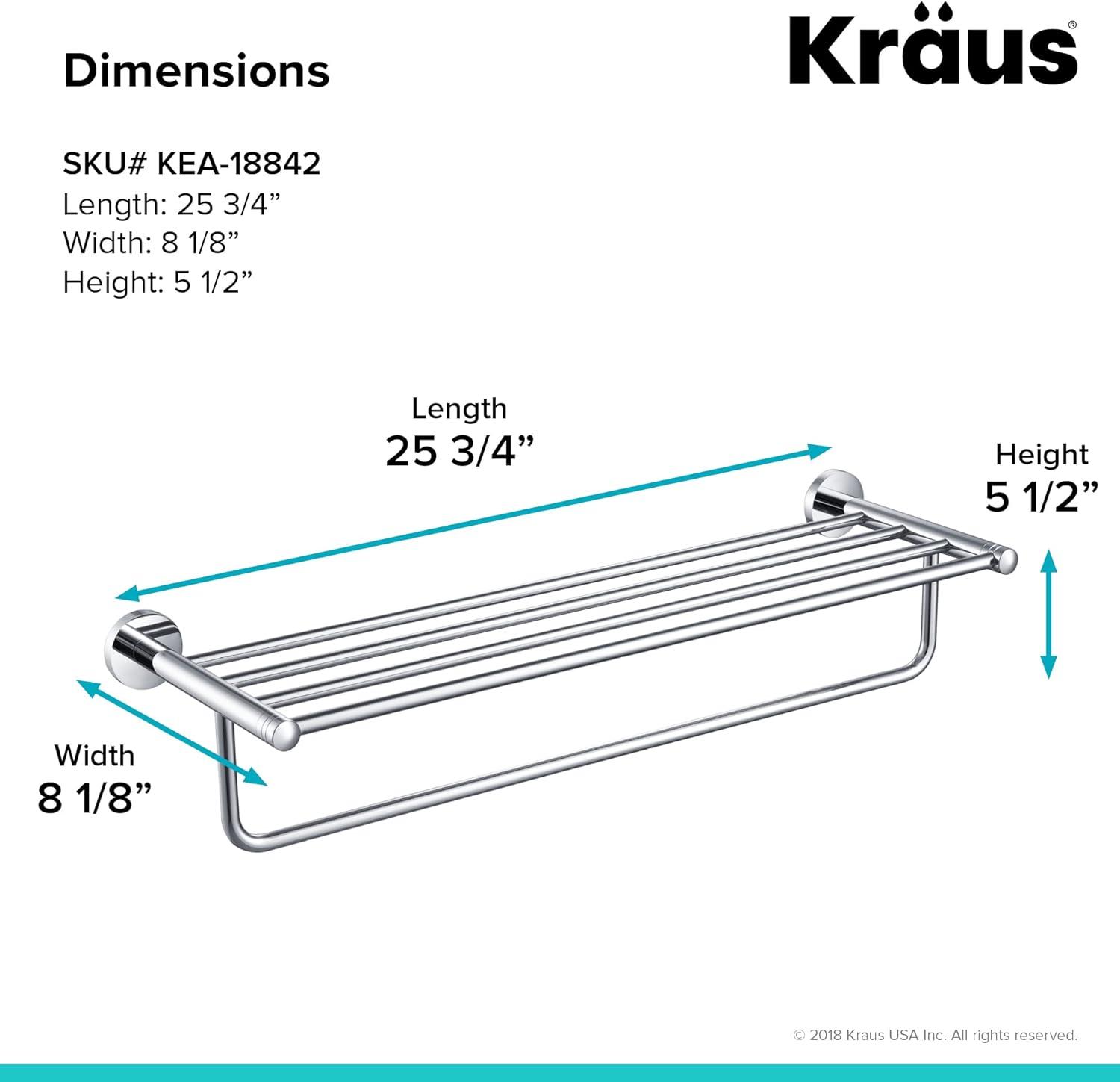 Elie Chrome Wall-Mounted Accent Shelf with Towel Bar