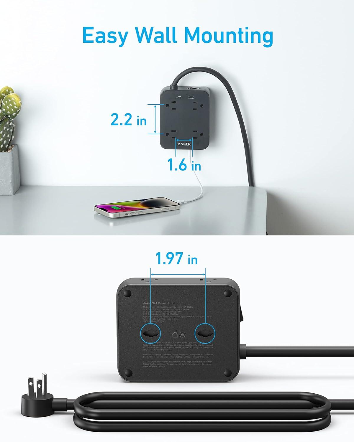 Anker Power Strip with USB Ports,5Ft,Surge Protector(2000J)