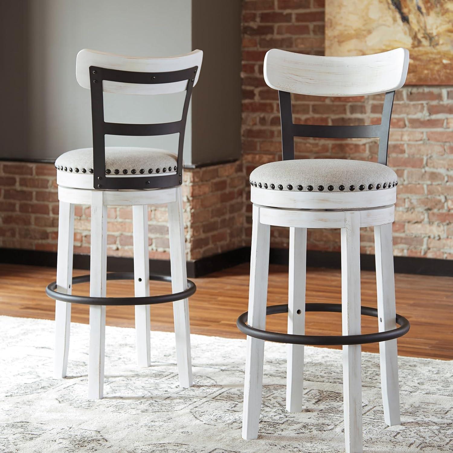 Gracie Oaks Design by Ashley Valebeck Modern Swivel Counter Height Barstool, Whitewash