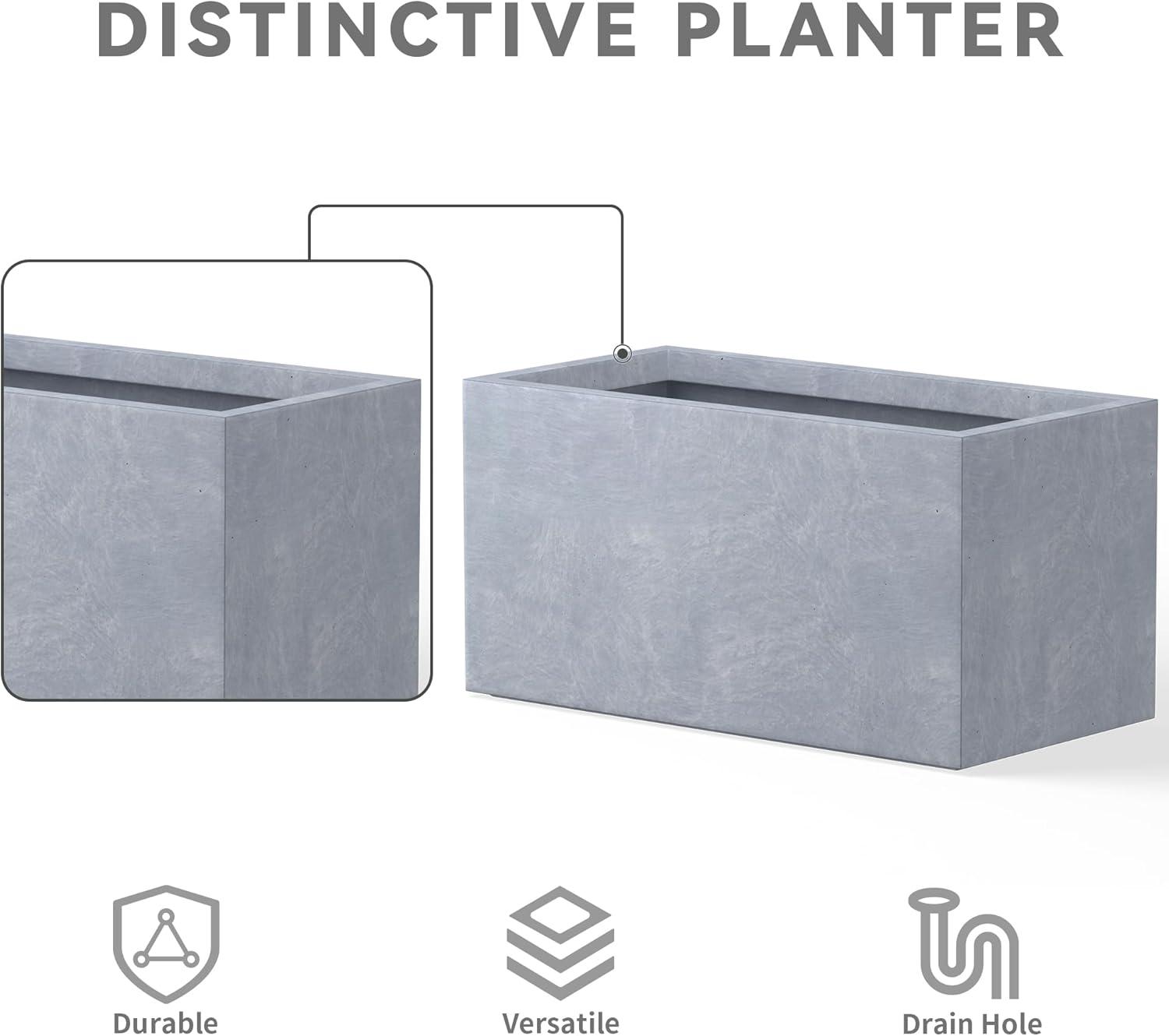 Rosemead Home & Garden, Inc. 12" x 23" Rectangular  Kante Lightweight Modern Outdoor Planter Slate Gray