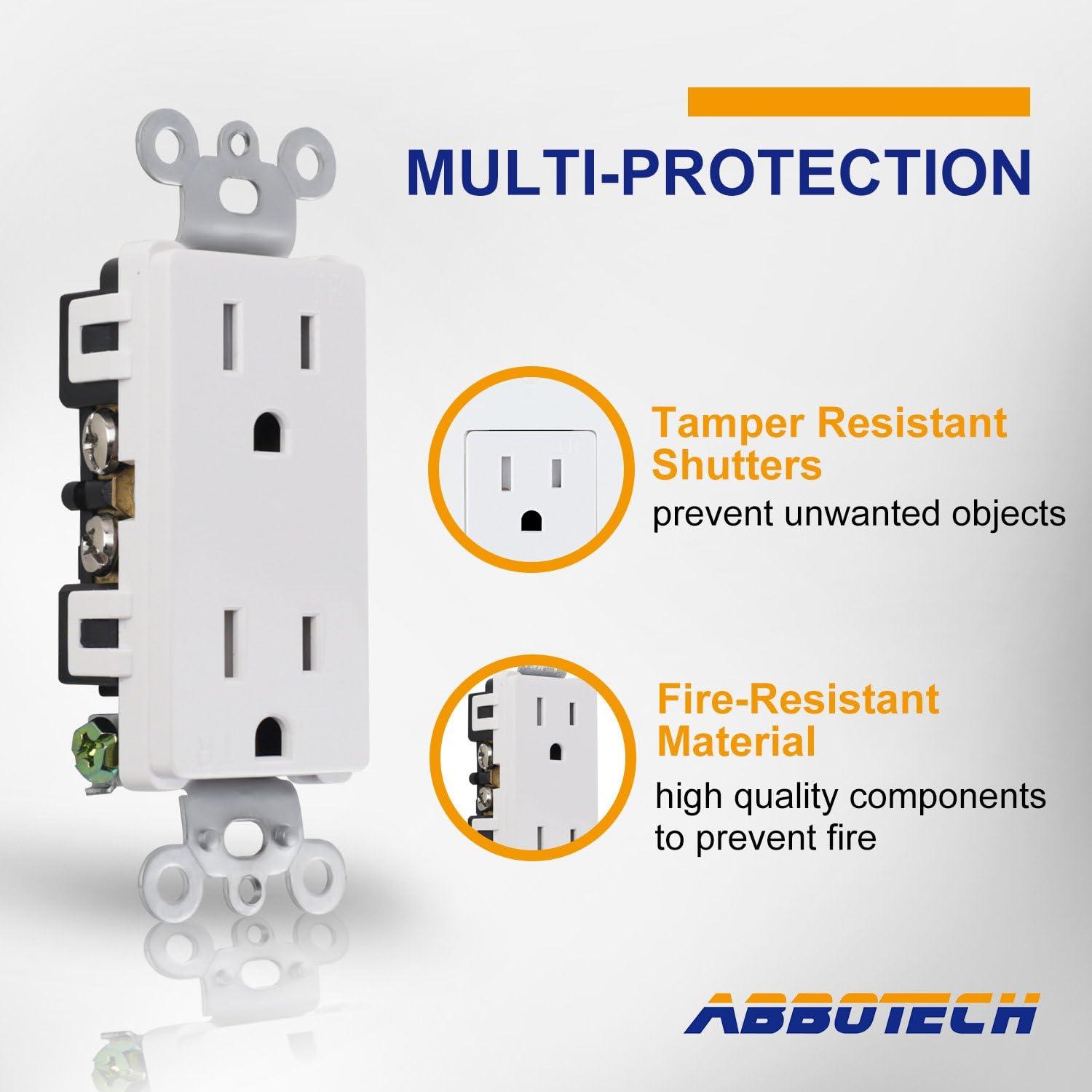 15A White Tamper Resistant Duplex Receptacle with Wall Plate