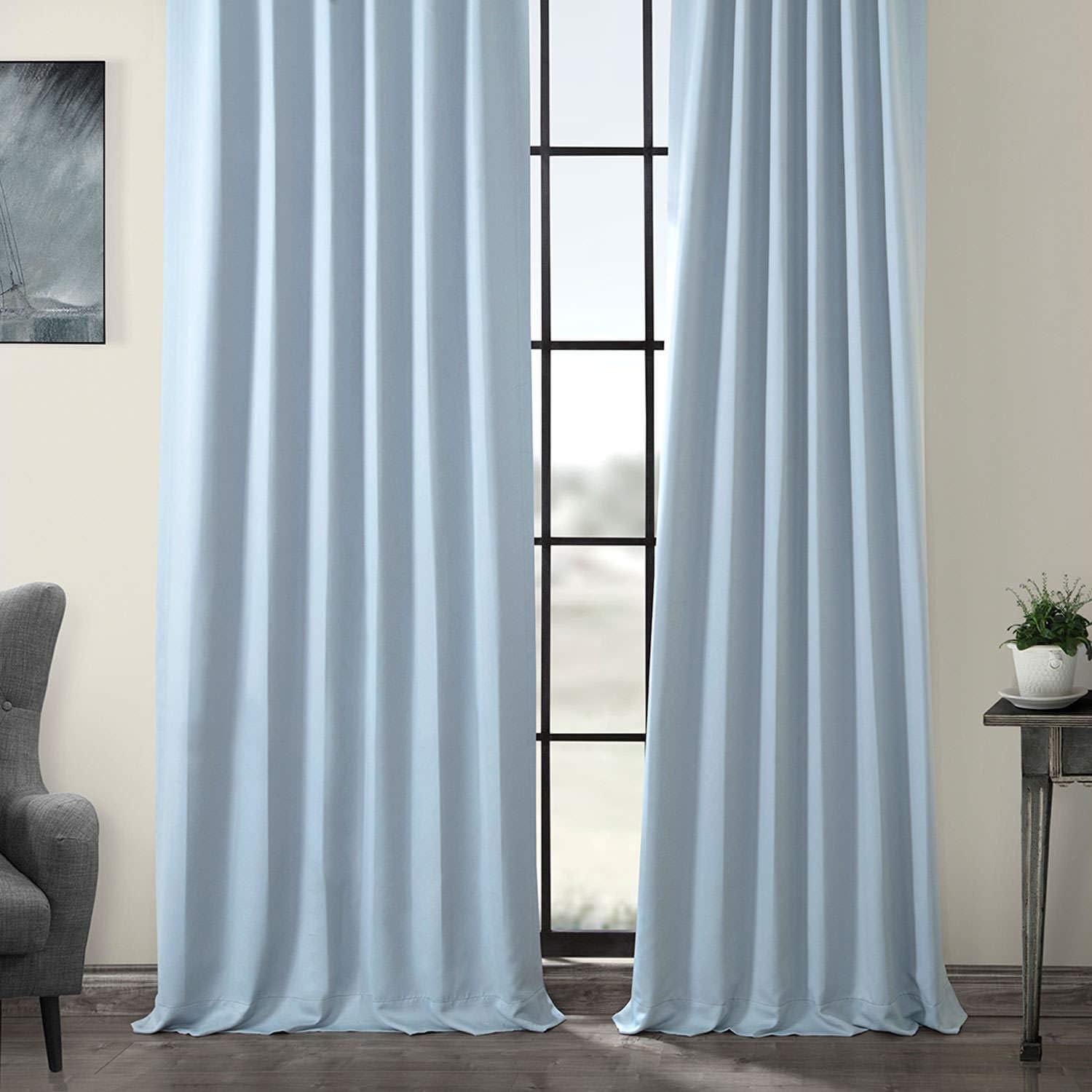 Frosted Blue Blackout Room Darkening Curtain (1 Panel), Frosted Blue, 50W X 108L