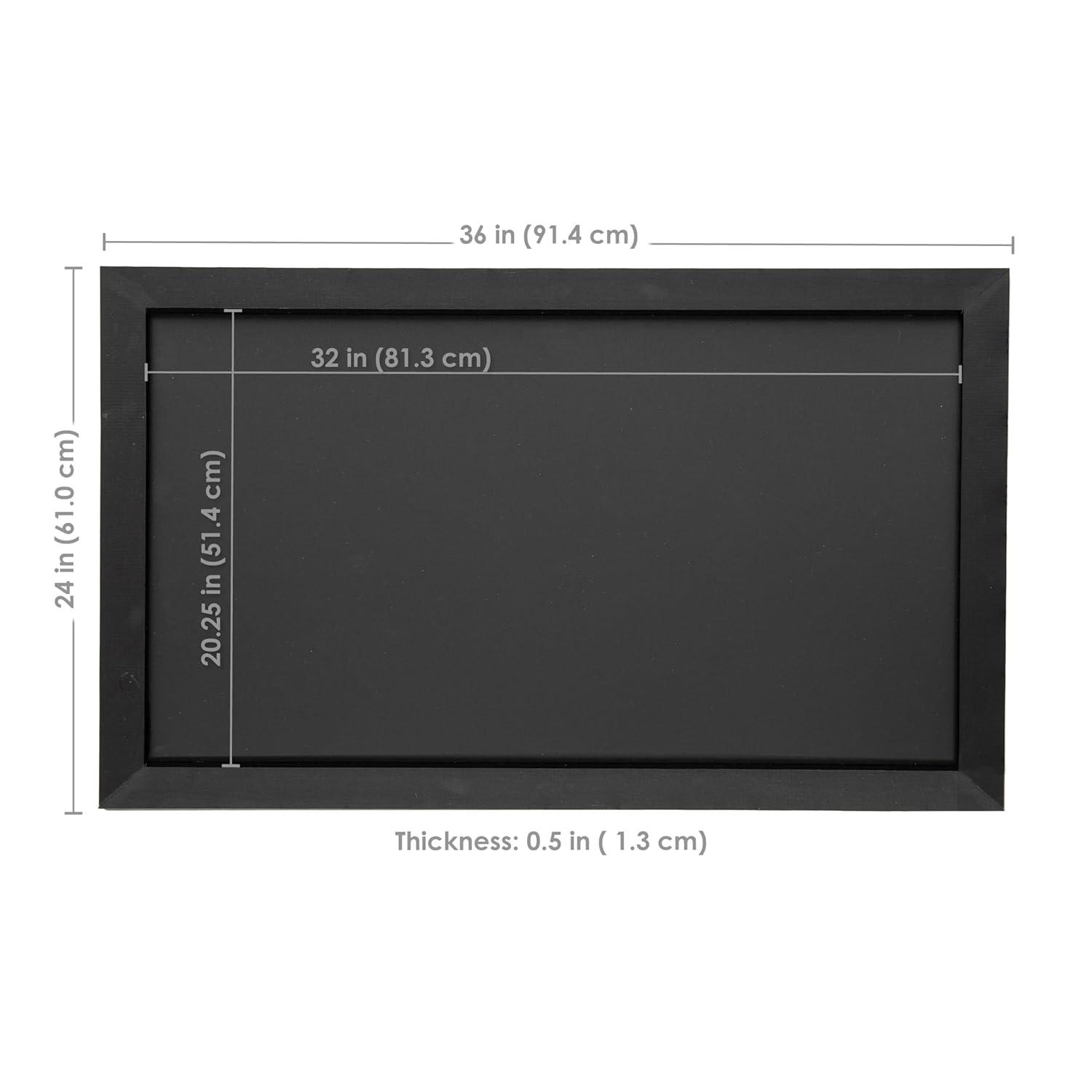Sunnydaze Large Magnetic Chalkboard for Wall with Pine Frame and Chalk and Eraser - 36" x 24" - Black