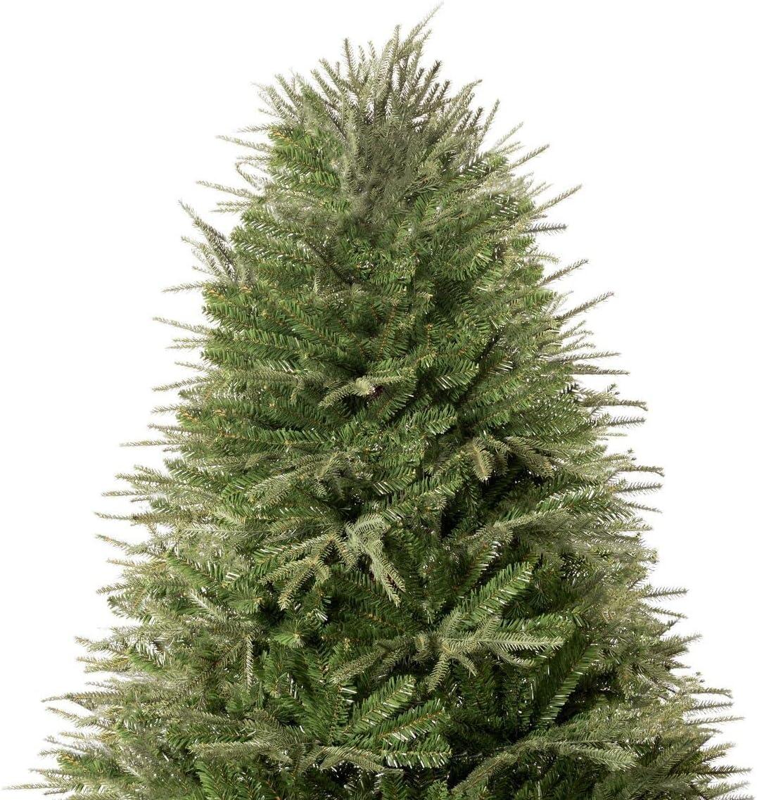 Camden 7.5ft Prelit Artificial Christmas Tree with Foot Pedal, 2755 Branch Tips, 600 Warm Lights and Metal Stand, 58" wide Realistic Hinged Christmas Tree with Lights by Naomi Home