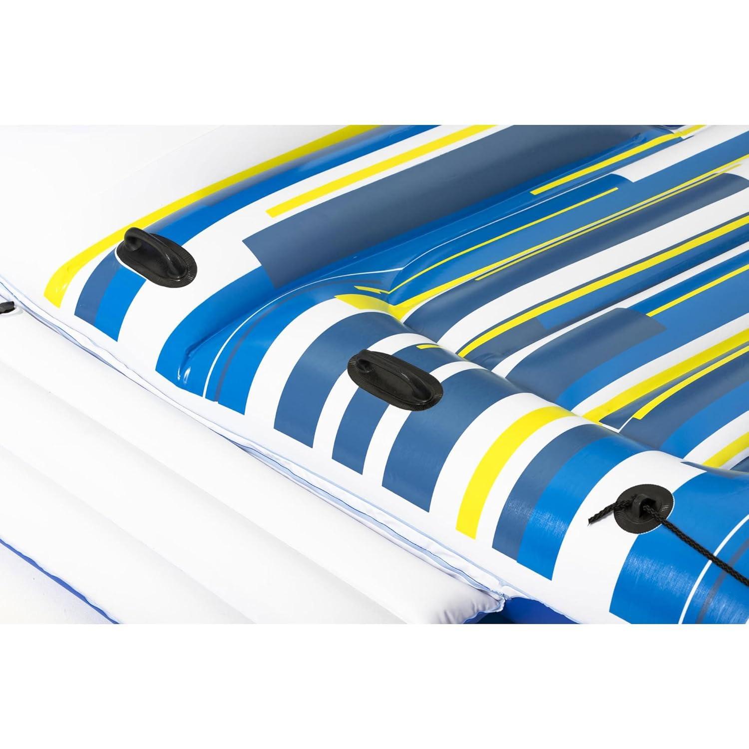Bestway Hydro-Force Tropical Breeze 6 Person Inflatable Floating Party Island, Water Float Lounger with 6 Cup Holders, Backrests, and Sun Shade
