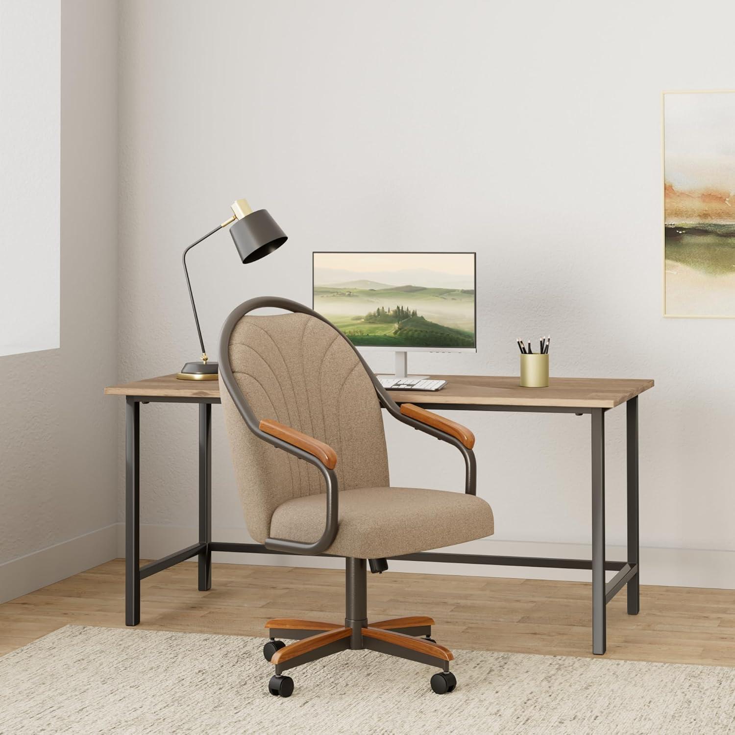 Chromcraft Douglas Swivel Dining Chair in Chestnut and Texture Bronze (Set of 2)