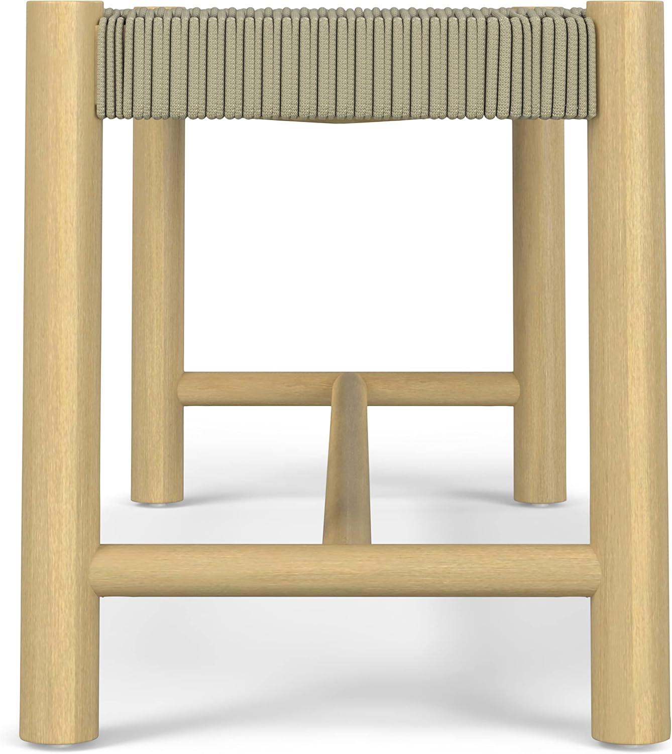 Simpli Home Dahlia 46"W Solid Acacia Contemporary Outdoor Bench with Weather-Resistant Rope Seating