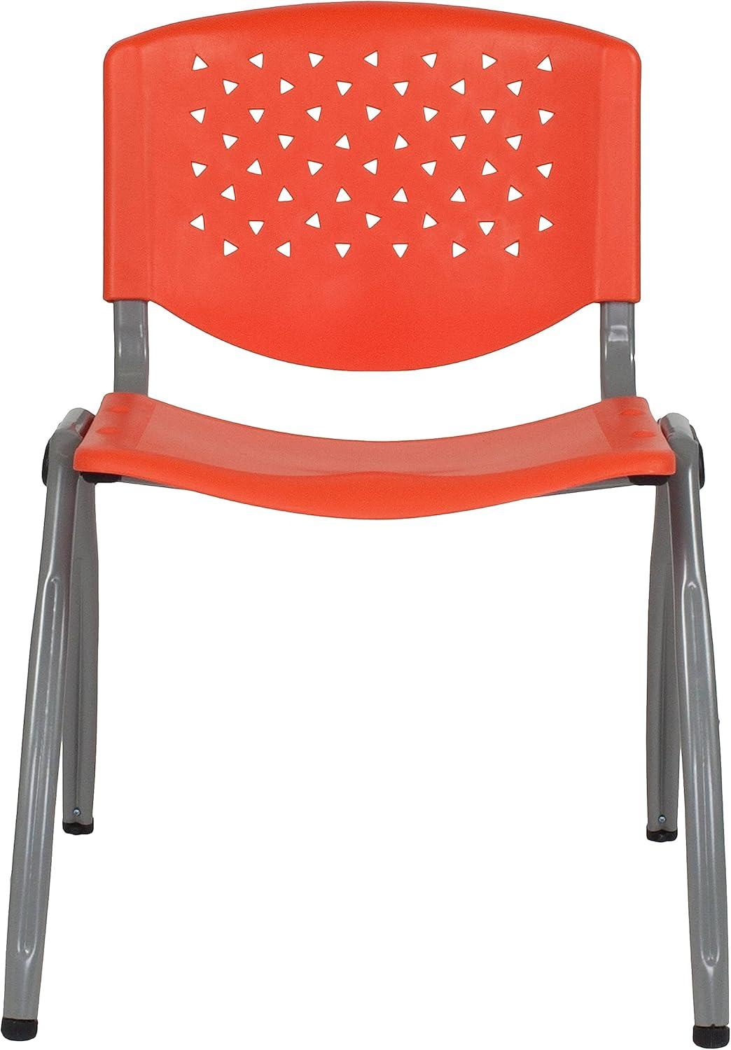 Flash Furniture 5 Pack HERCULES Series 880 lb. Capacity Orange Plastic Stack Chair with Titanium Gray Powder Coated Frame