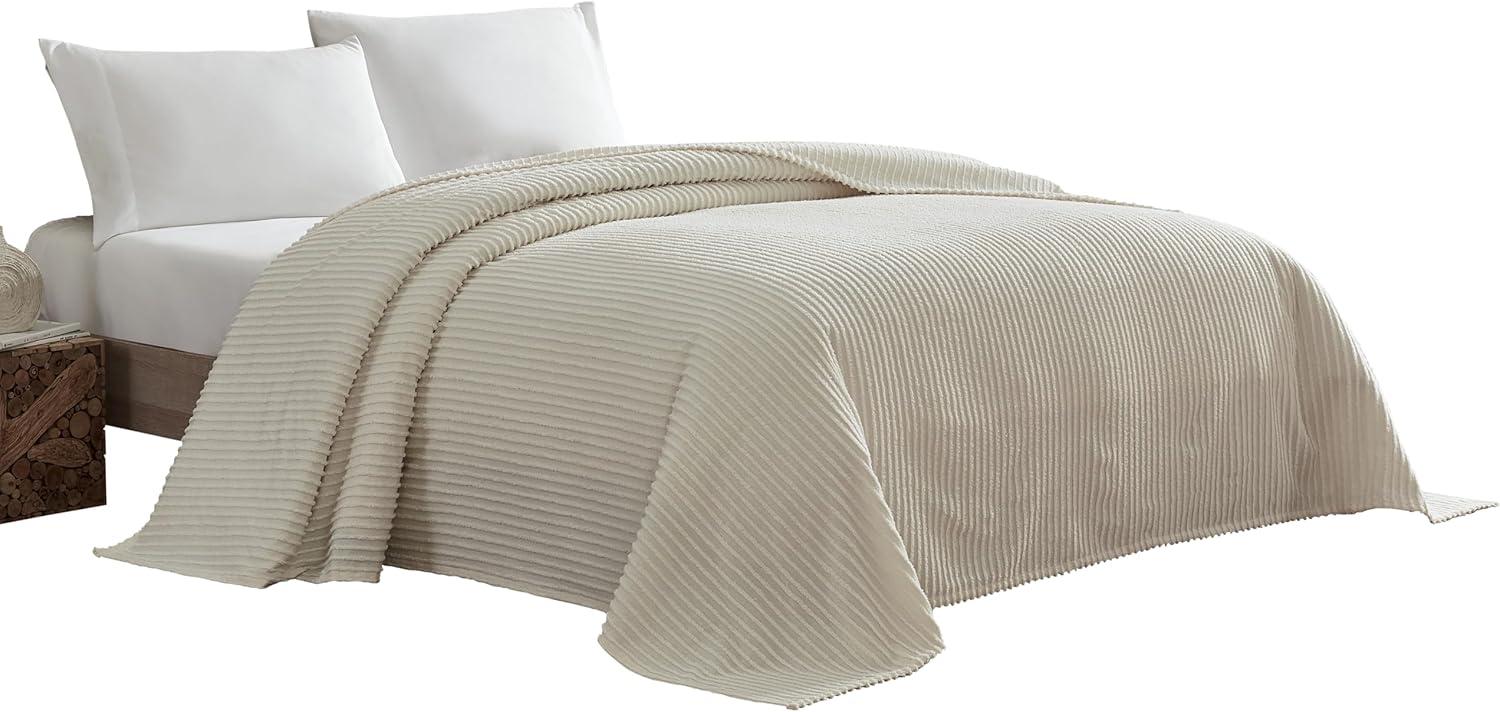 Beatrice Home Fashons Channel Chenille Bedspread Queen Ivory