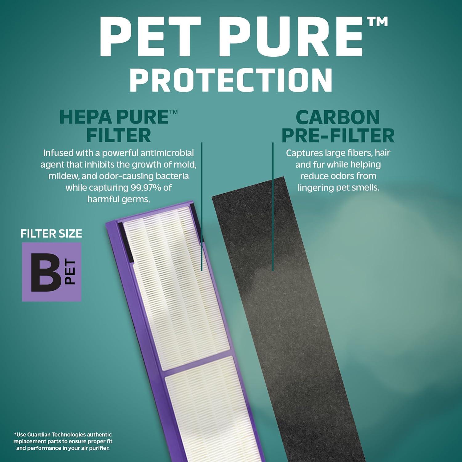 GermGuardian FLT4850PT True HEPA with Pet Pure Treatment GENUINE Replacement Air Control Filter B: Captures Dust, Pollen, Odors