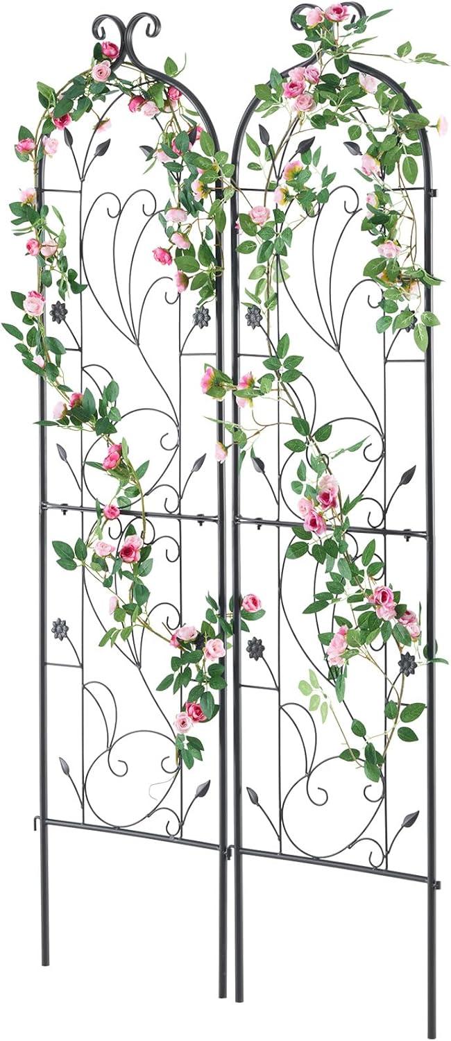 Garden Trellis for Climbing Plants, 60 x 15 in., 2 Packs Rustproof Metal Garden Flower Trellis, Climbing Rose Trellis