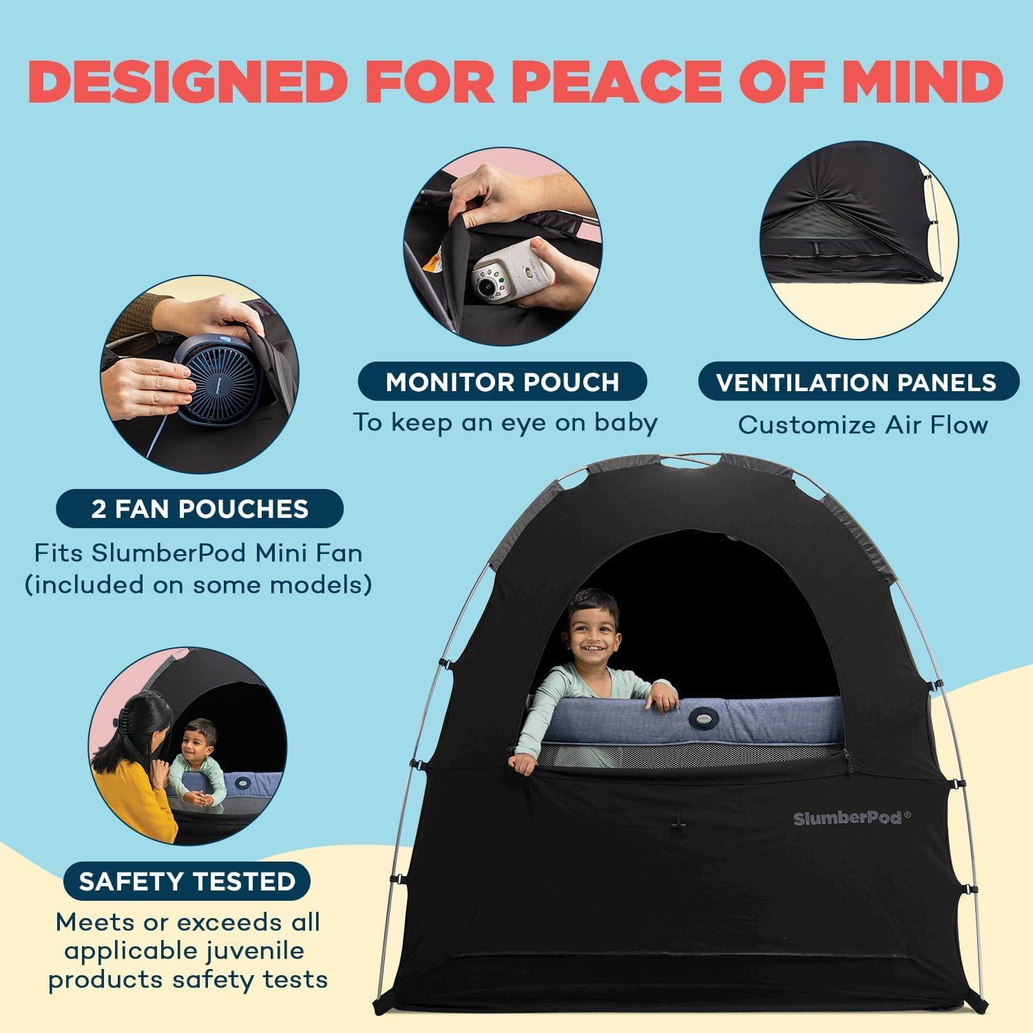 SlumberPod Combo with Fan Blackout Portable Privacy Pod - Black