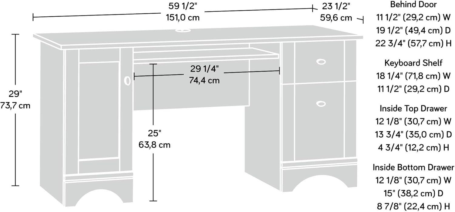 Computer Desk - Brushed Maple - Sauder: Home Office Furniture with Open Shelf & Nickel Pulls