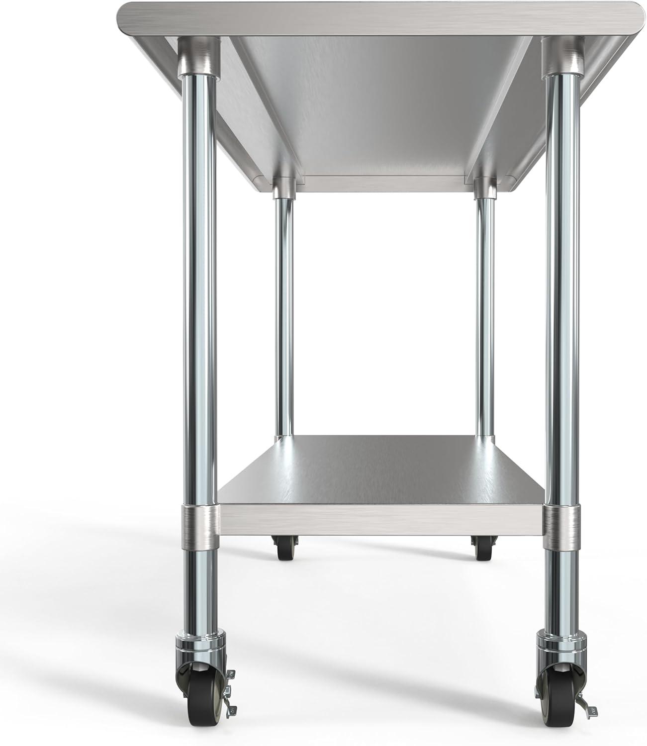 KoolMore 24" x 48" Stainless Steel Work Table with Casters