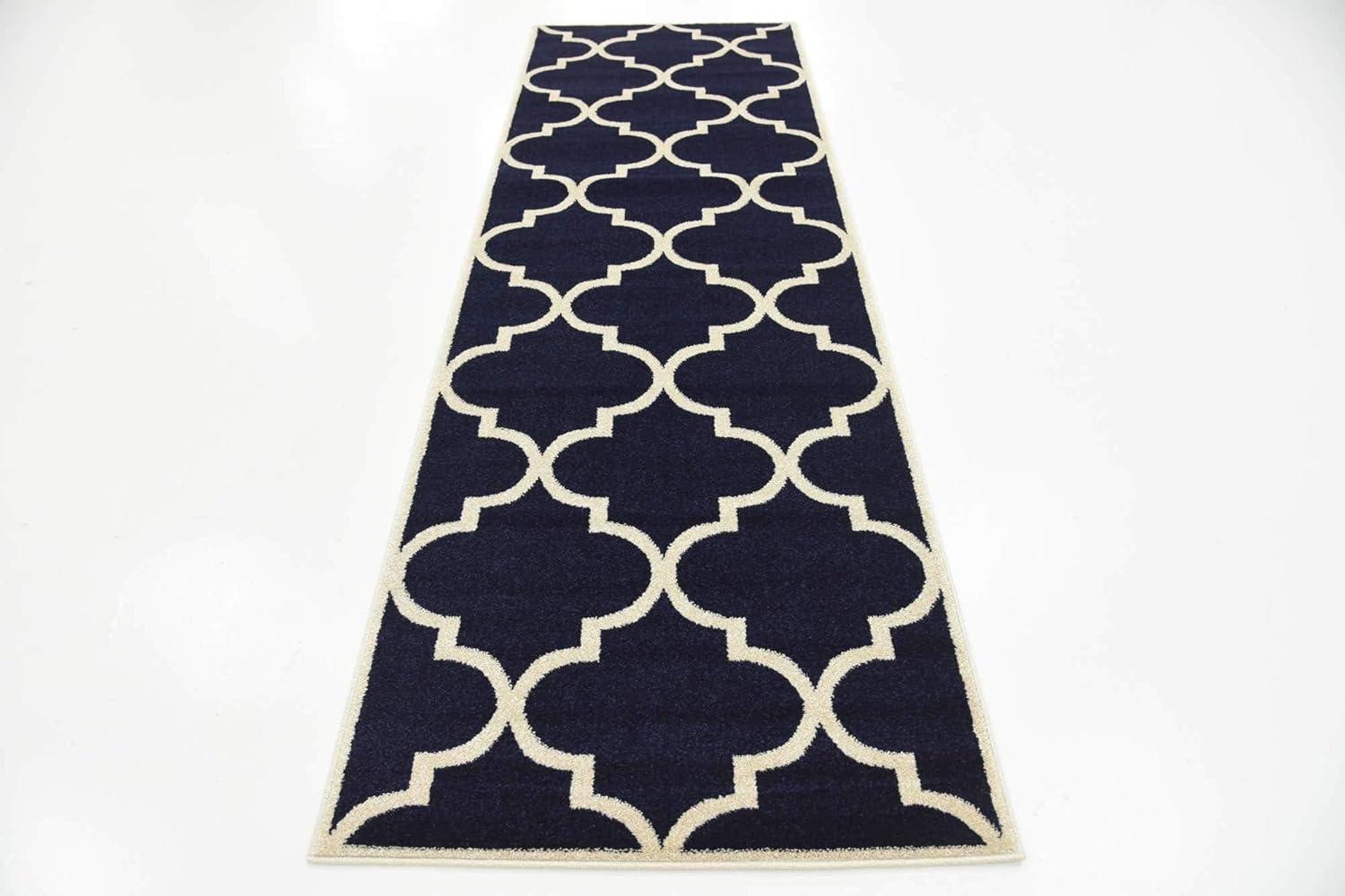 Unique Loom 2' 0 x 8' 0 Runner Navy Blue Trellis Austin Area Rug