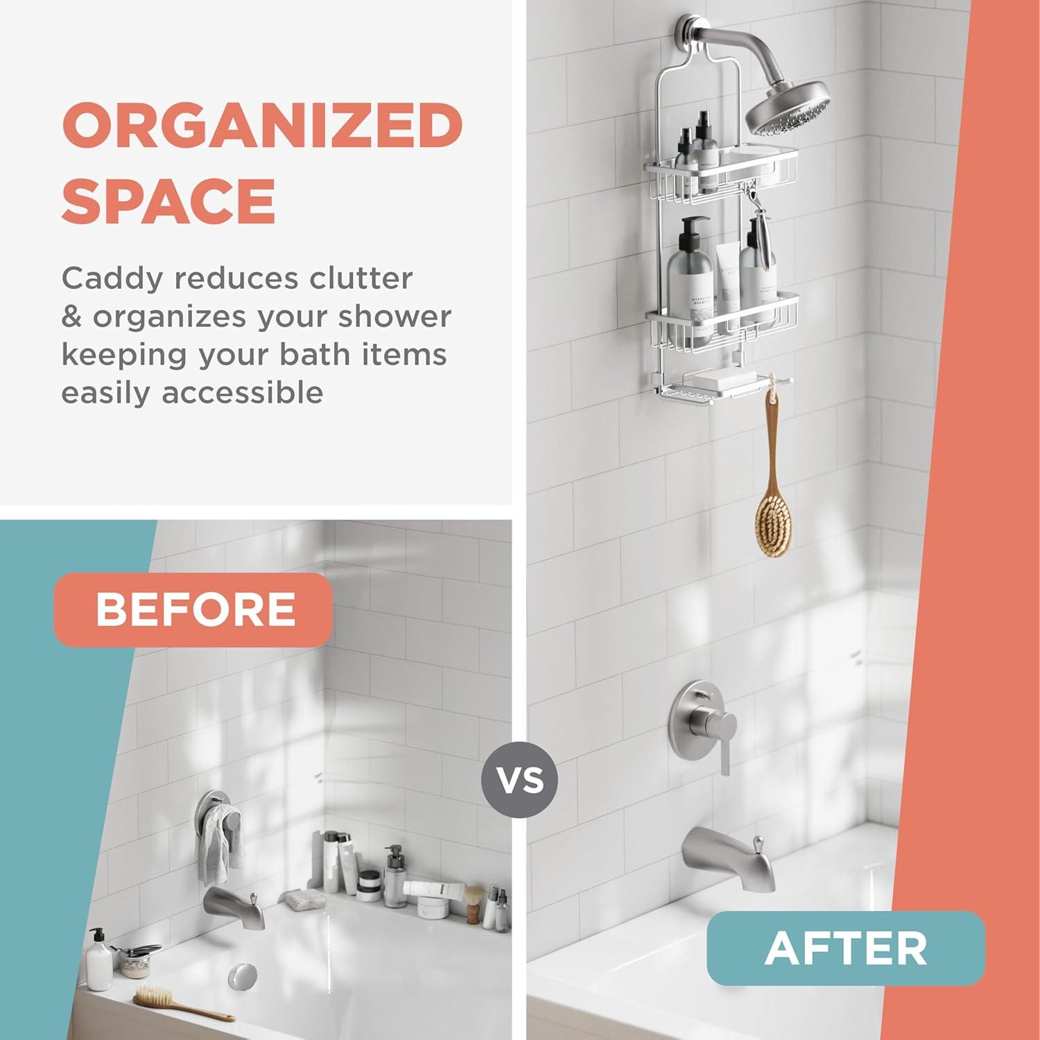 NeverRust Rustproof Aluminum Large Over-the-Shower Caddy in Satin Chrome