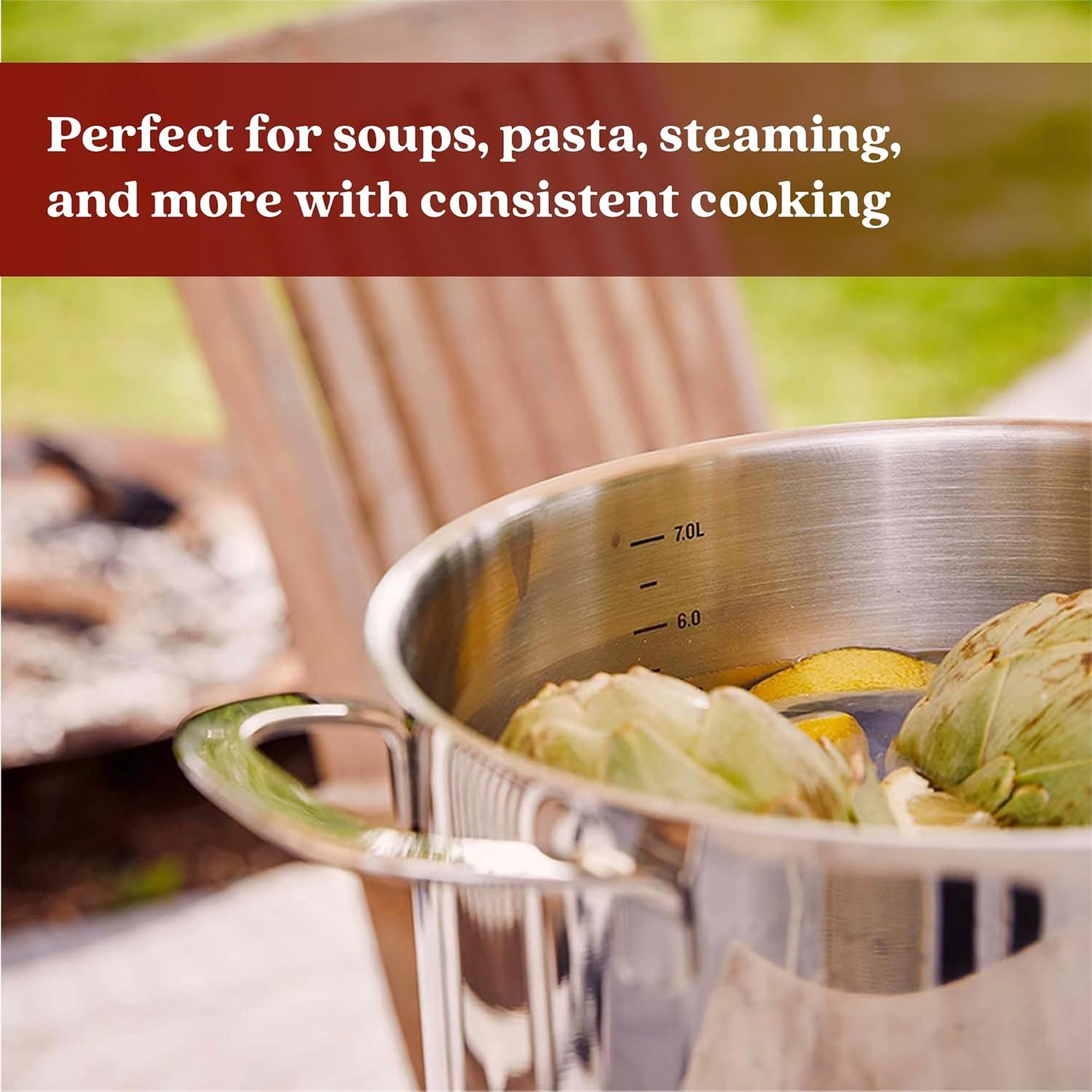 Alva Maestro Stainless Steel Casserole Dish Pot with Lid Non Toxic Soup & Stock Pot PFAS, PFOA & PFTE Free, Kitchen Pot, Pasta Pot, Canning Pot, Induction Safe, Add to Your Pots and Pans Set