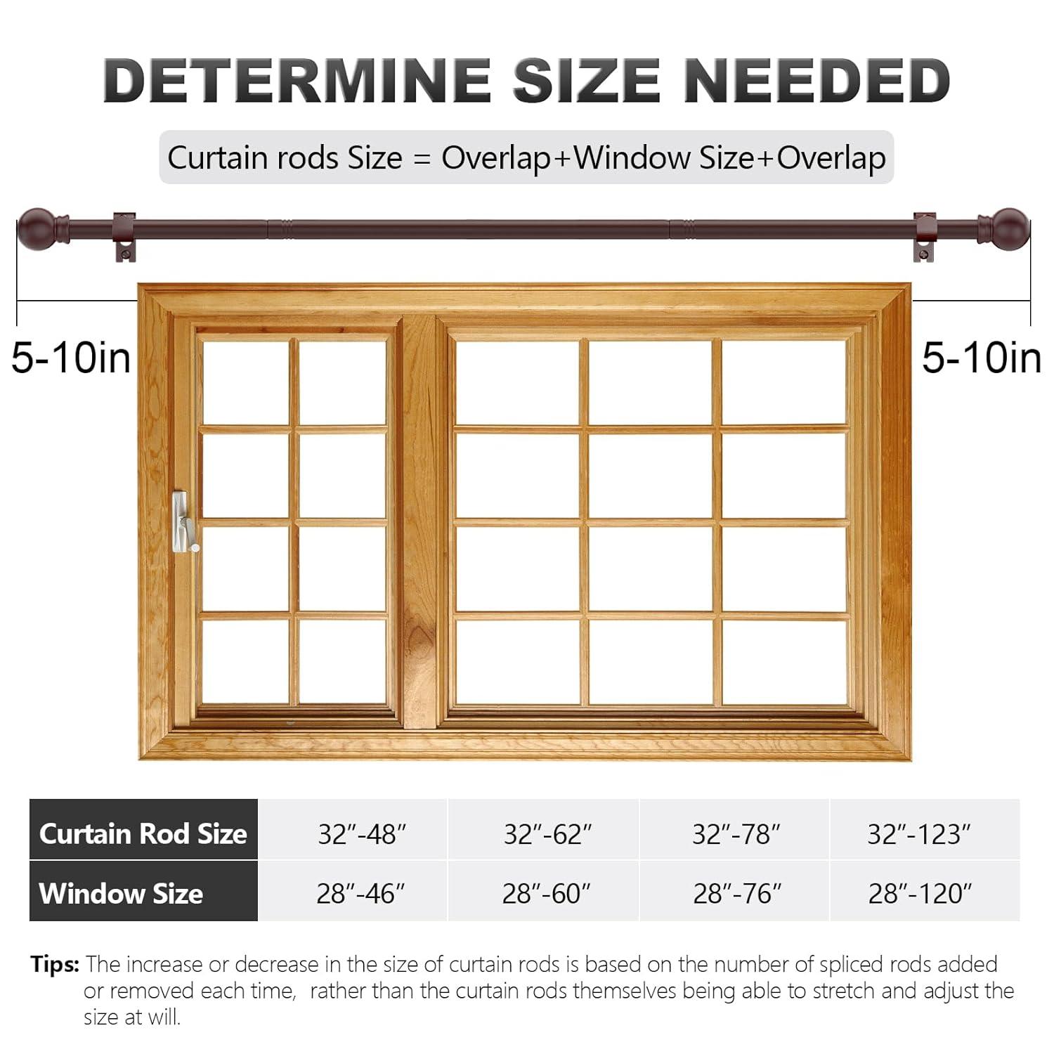 Bronze Curtain Rods for Bedroom with Brackets,5/8 Inch Diameter Small Window Curtain Rod 28 to 48 Inches,Easy Install Drapery Rods