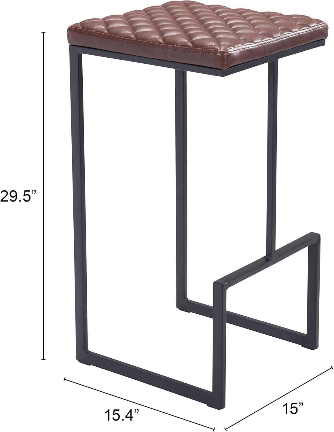 Element Brown Wood and Metal Backless Bar Stool