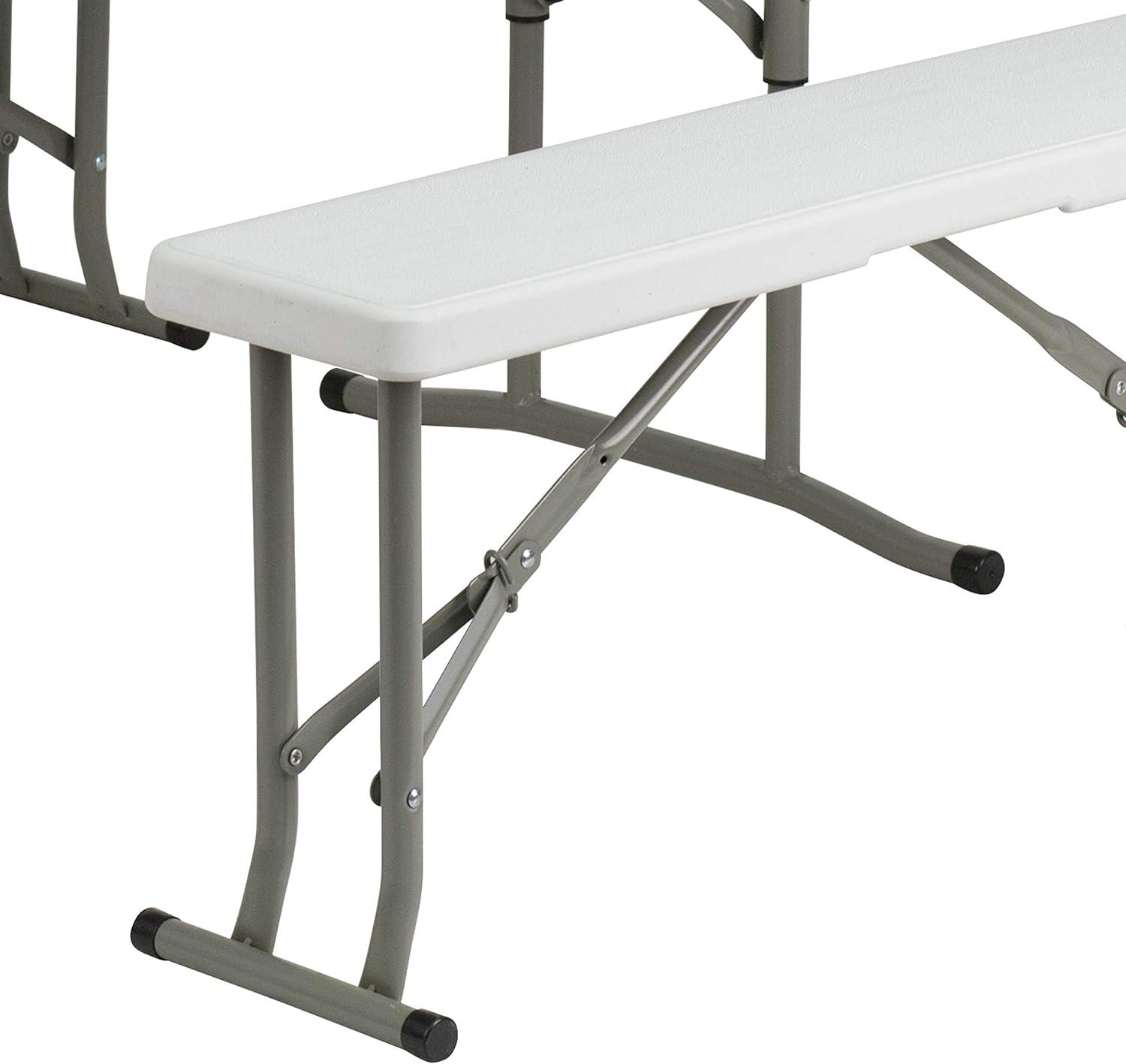 Emma and Oliver 3 Piece Portable Plastic Folding Bench and Table Set