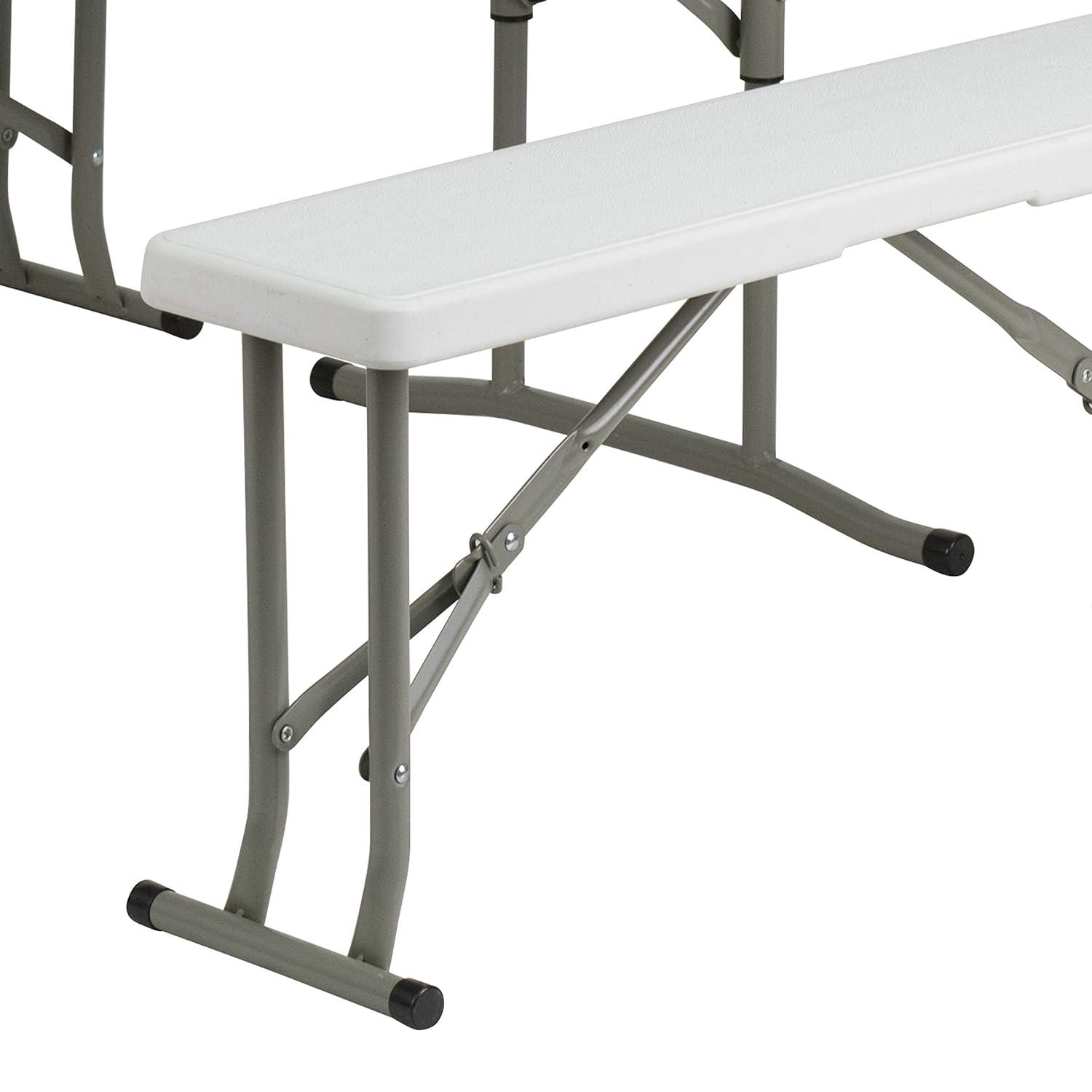 Emma and Oliver 3 Piece Portable Plastic Folding Bench and Table Set