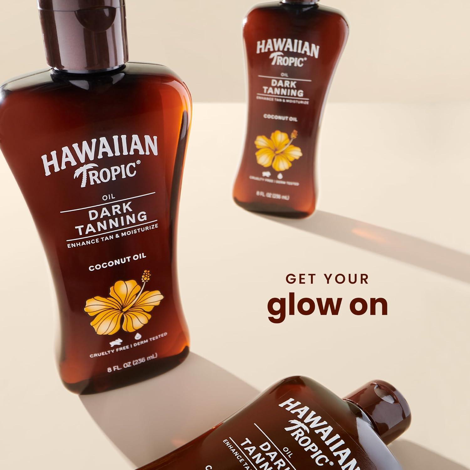 Hawaiian Tropic Dark Tanning Oil, 8oz | Moisturizing Body Oil, Tan Enhancer, Cocoa Butter Oil, Coconut Oil for Skin, Oxybenzone Free, 8oz each Twin Pack C14