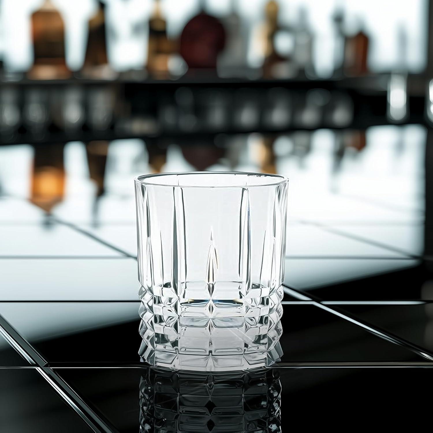 Nachtmann Highland 12-Ounce Whiskey Glass (Set of 4), 4-inch Whiskey Tumbler for Scotch, Rum, Spirits - Classic Barware, Dishwasher Safe Glassware - Classic Collectible Drinkware (Assorted Patterns)