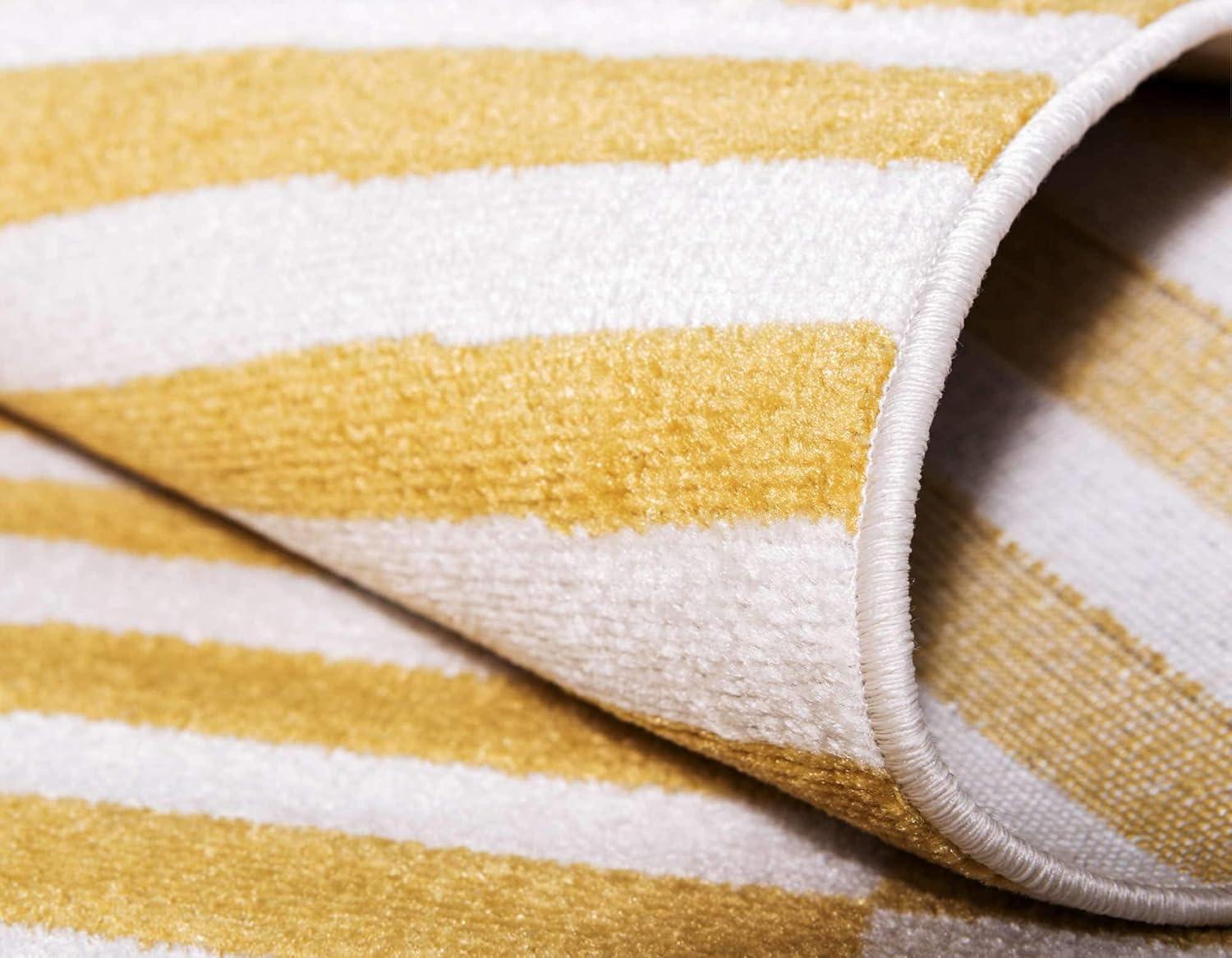 Unique Loom Williamsburg Collection Area Rug - Striped (4' 1" x 6' 1" Rectangle Yellow/Ivory)