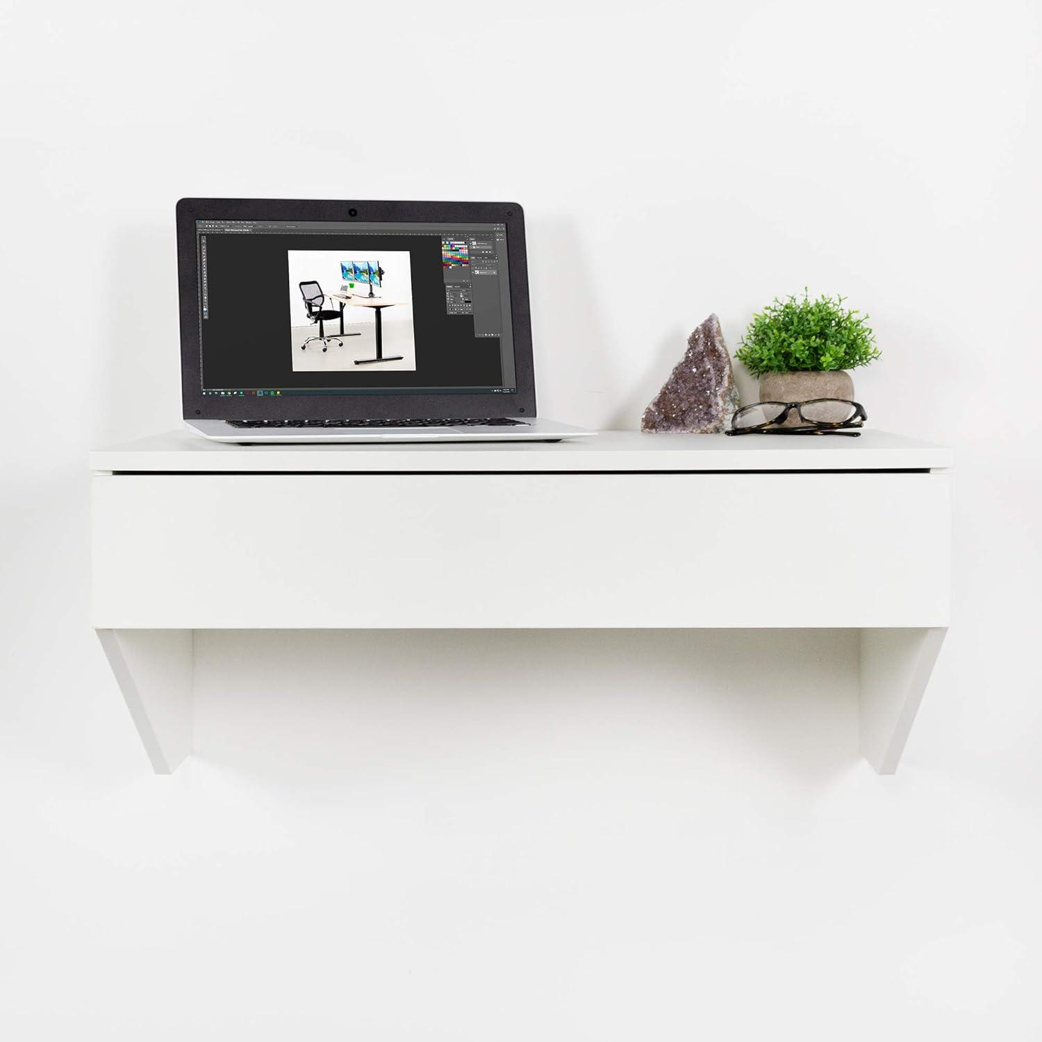 Vivo VIVO White Floating Wall Mounted Storage Shelf, Desk Drawer, DESK-SF01W
