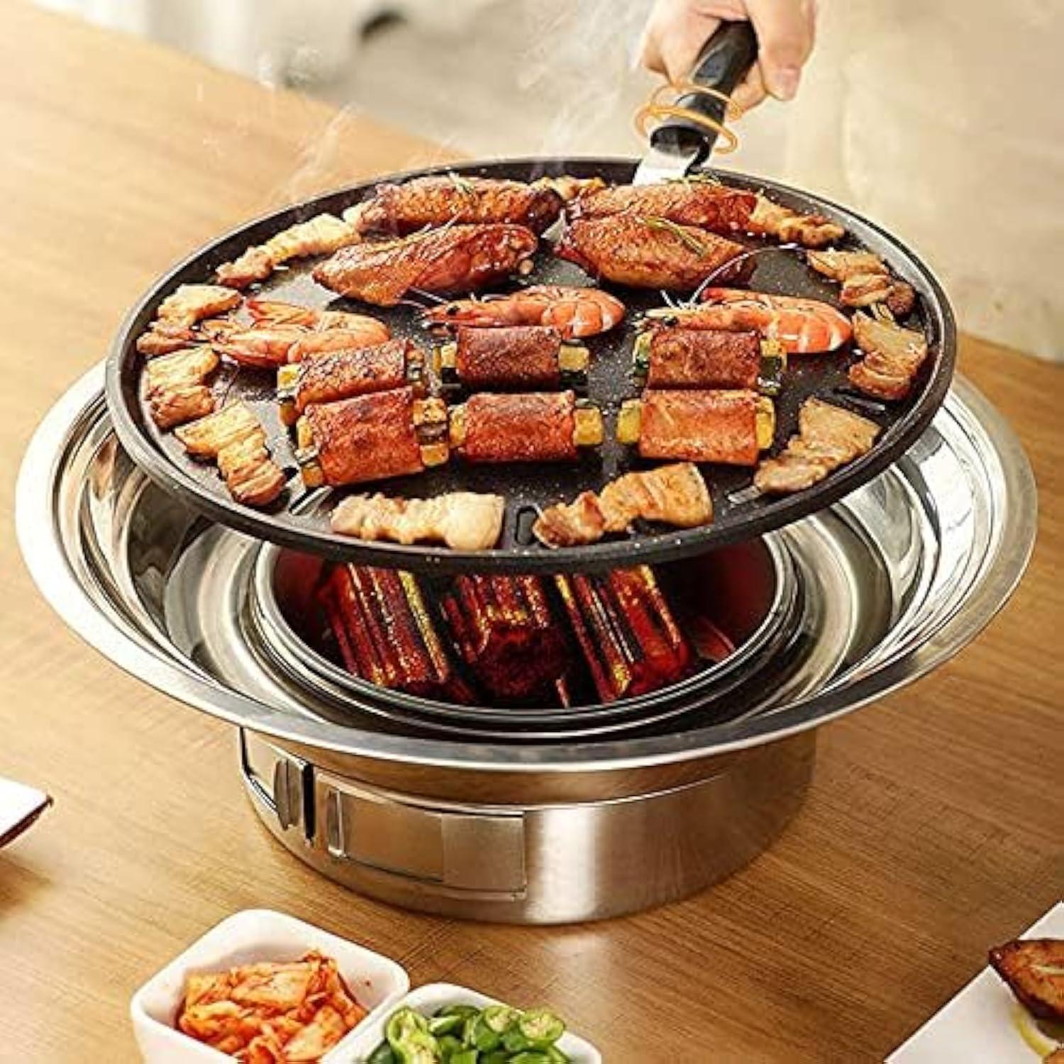 Portable 13.7'' Charcoal Stainless Steel Korean BBQ Grill