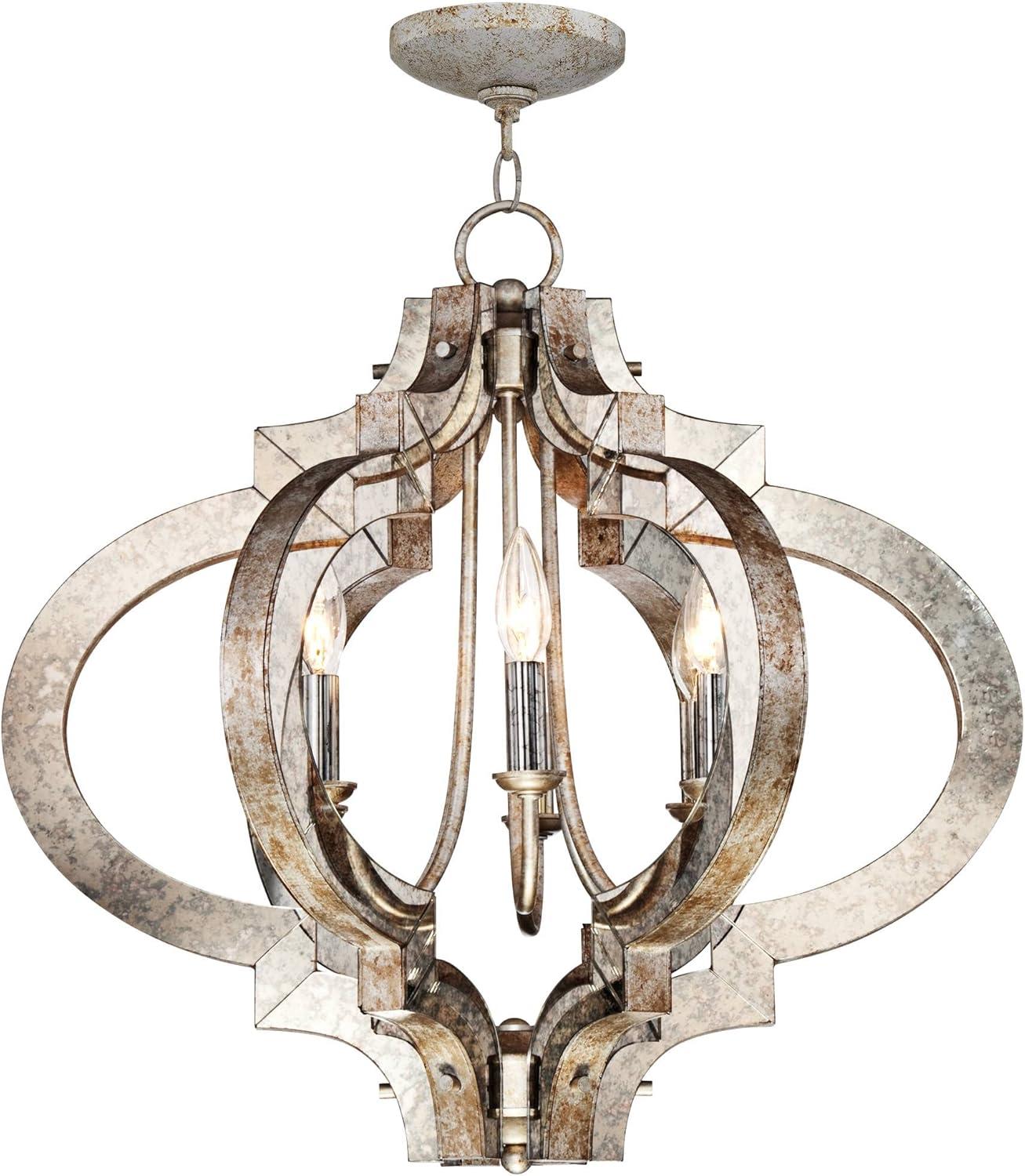 Possini Euro Design Ornament Aged Silver Gold Bronze Chandelier 23 1/4" Wide Industrial 6-Light Fixture for Dining Room Foyer Kitchen Island Entryway